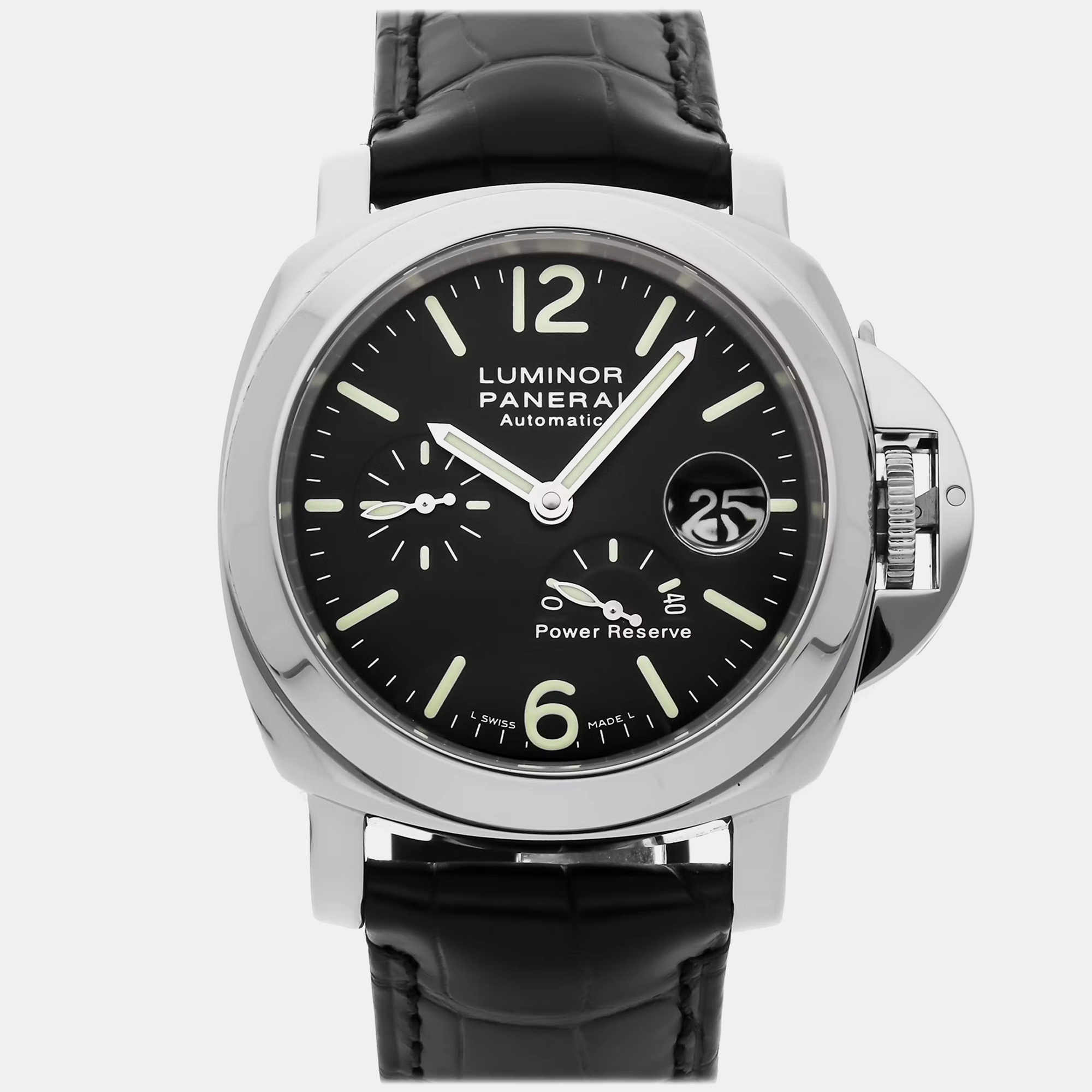 Panerai Black Stainless Steel Luminor Automatic Men's Wristwatch 44 mm 
Panerai Black Stainless Steel Luminor Automatic Men's Wristwatch 44 mm