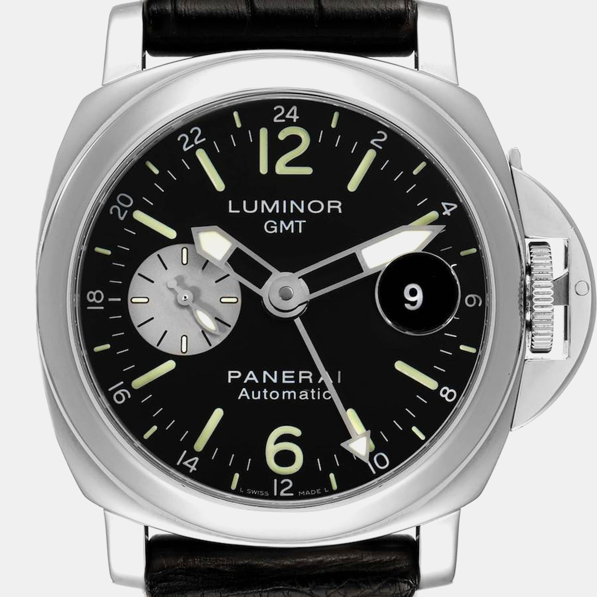 Panerai Black Stainless Steel Luminor Automatic Men's Wristwatch 44 Mm