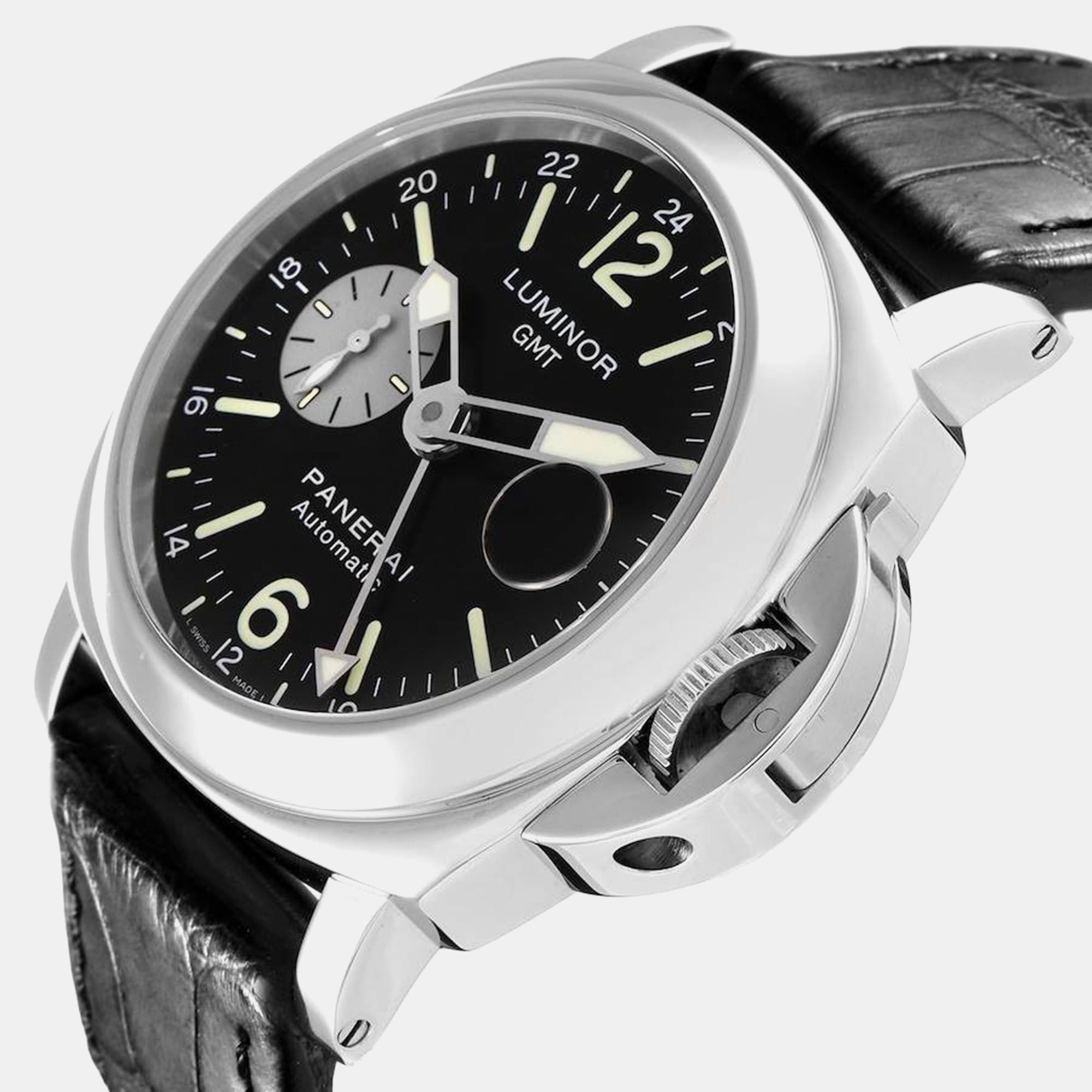 Panerai Black Stainless Steel Luminor Automatic Men's Wristwatch 44 Mm