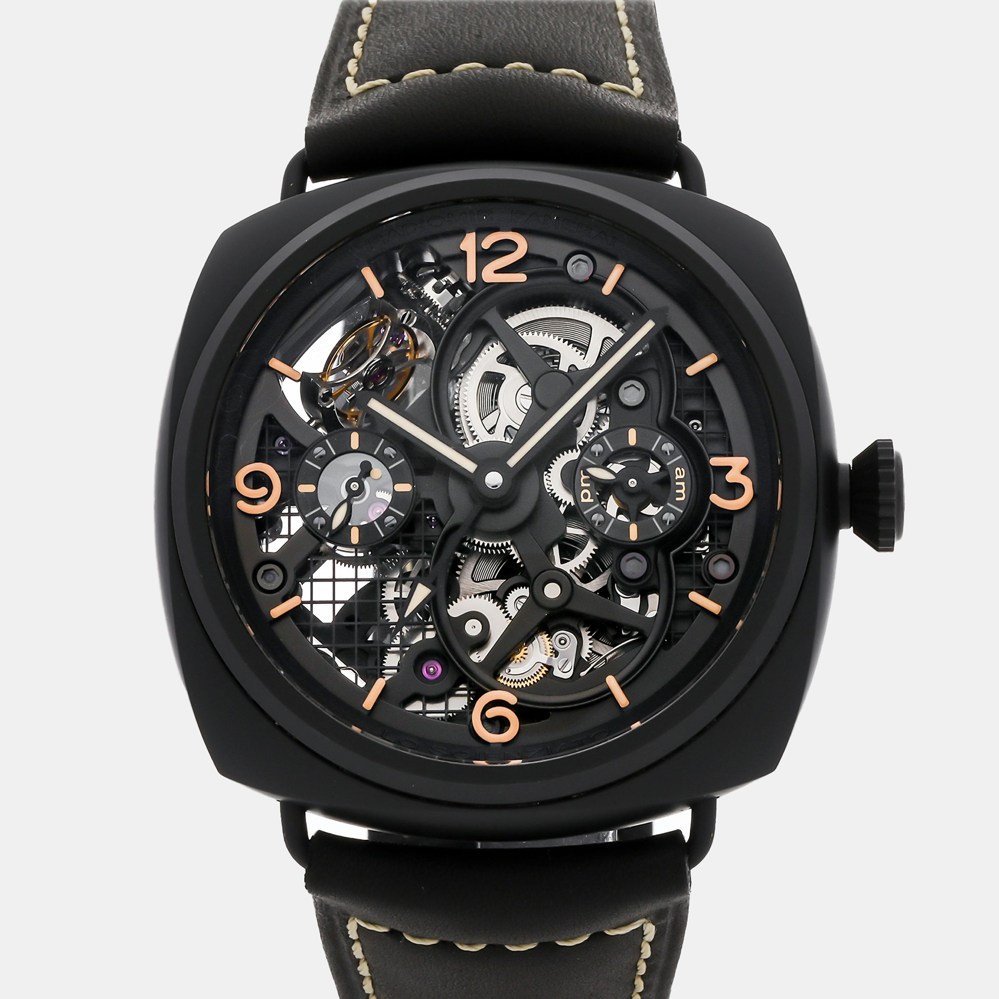 Pre-Owned Panerai Lo Scienziato Radiomir Tourbillon GMT PAM 350 48 mm, Black
Pre-Owned Panerai Lo Scienziato Radiomir Tourbillon GMT PAM 350 48 mm, Black
