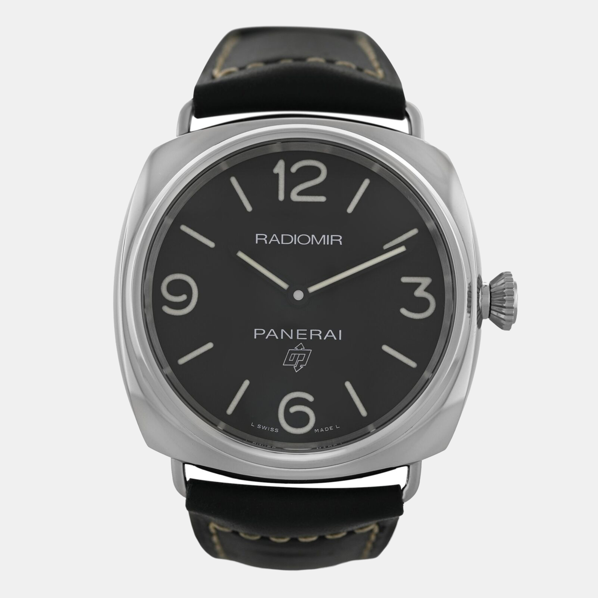 Panerai Black Stainless Steel Radiomir PAM 00753 Manual Winding Men's Wristwatch 45 mm
Panerai Black Stainless Steel Radiomir PAM 00753 Manual Winding Men's Wristwatch 45 mm