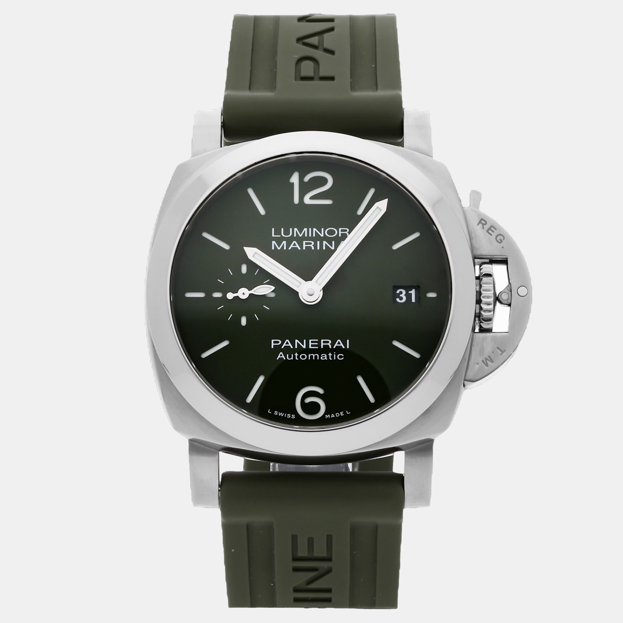 Panerai Luminor Quaranta Verde Militare PAM 1304 Automatic Stainless Steel Green Dial Men's Wristwatch
Panerai Luminor Quaranta Verde Militare PAM 1304 Automatic Stainless Steel Green Dial Men's Wristwatch