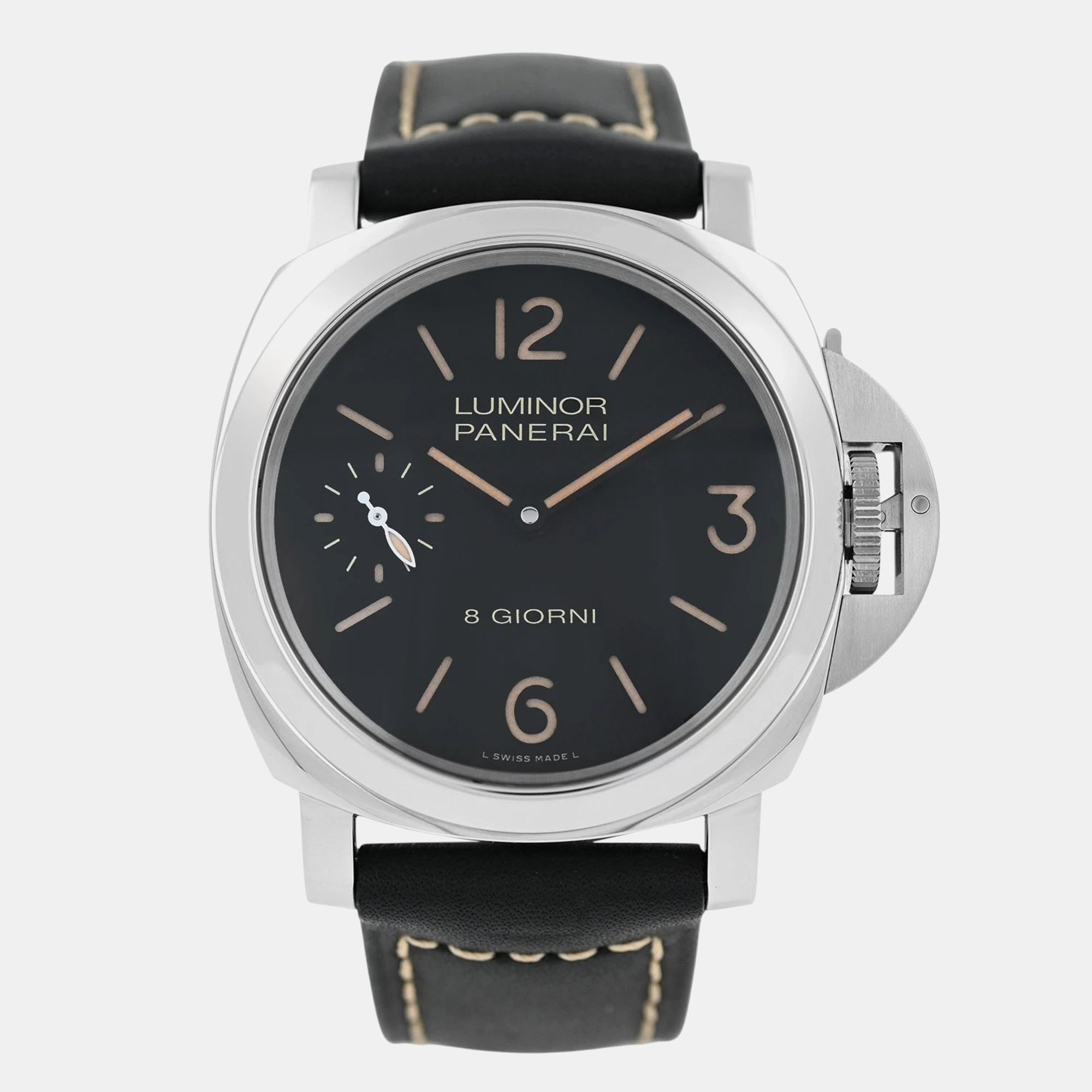 Panerai Luminor Base 8 Days PAM00915 Manual Winding Black Stainless Steel Men's Wristwatch 44 mm
Panerai Luminor Base 8 Days PAM00915 Manual Winding Black Stainless Steel Men's Wristwatch 44 mm