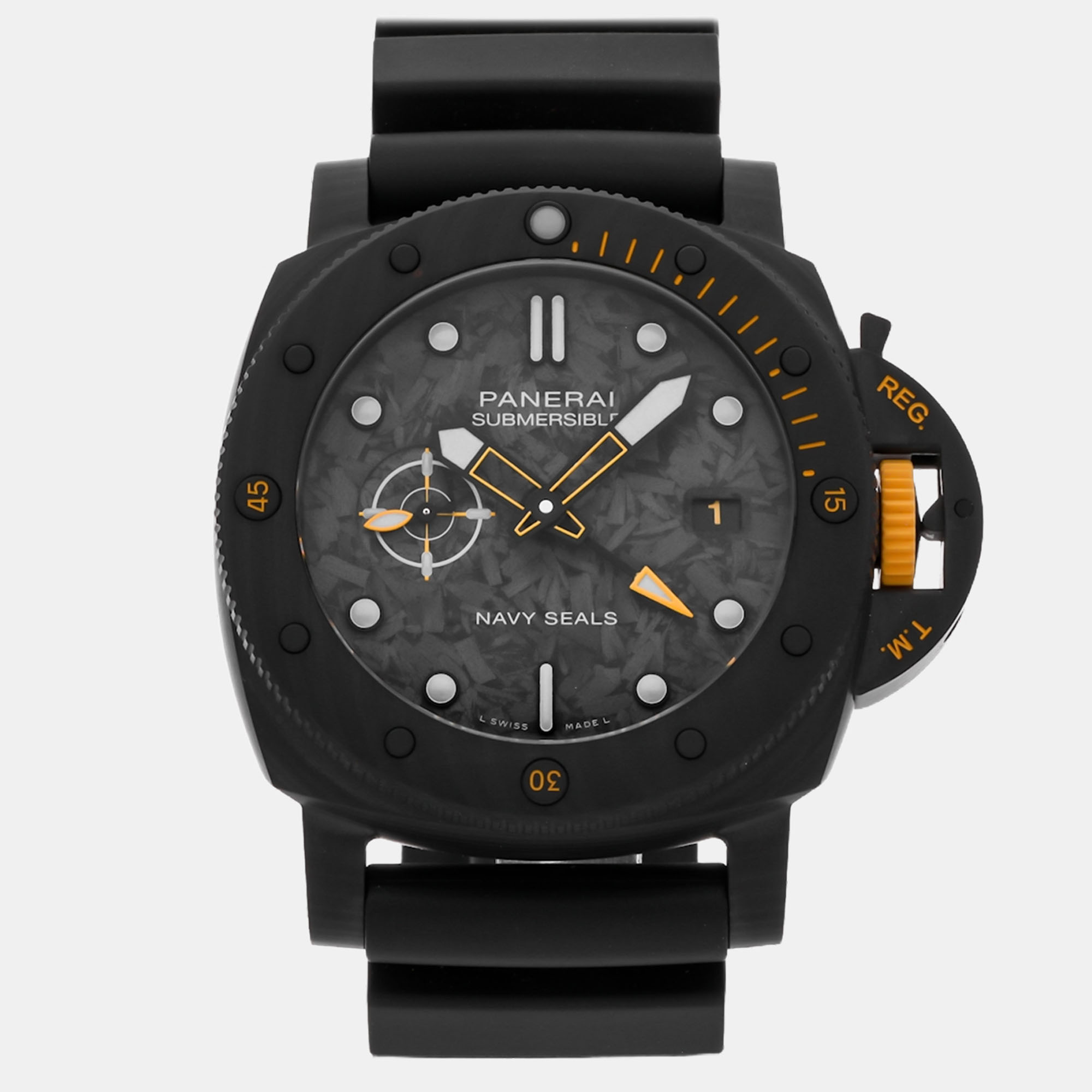 Pre-Owned Panerai Submersible GMT Navy SEALs PAM 1324 44 mm, Black 
Pre-Owned Panerai Submersible GMT Navy SEALs PAM 1324 44 mm, Black