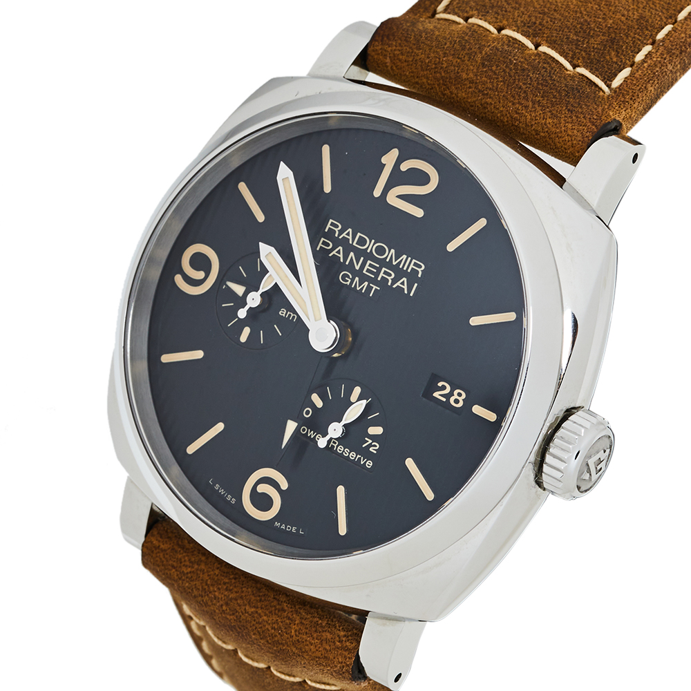 Paneri Black Stainless Steel Leather Radiomir GMT PAM00658 Men's Wristwatch
Paneri Black Stainless Steel Leather Radiomir GMT PAM00658 Men's Wristwatch