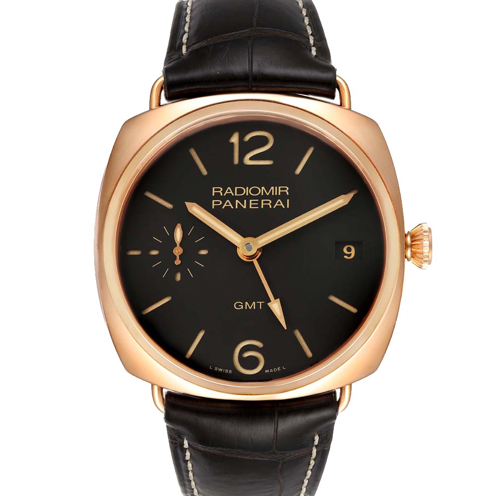Panerai Black 18K Rose Gold Radiomir 3 Days 1940 GMT PAM00421 Men's Wristwatch 47 MM