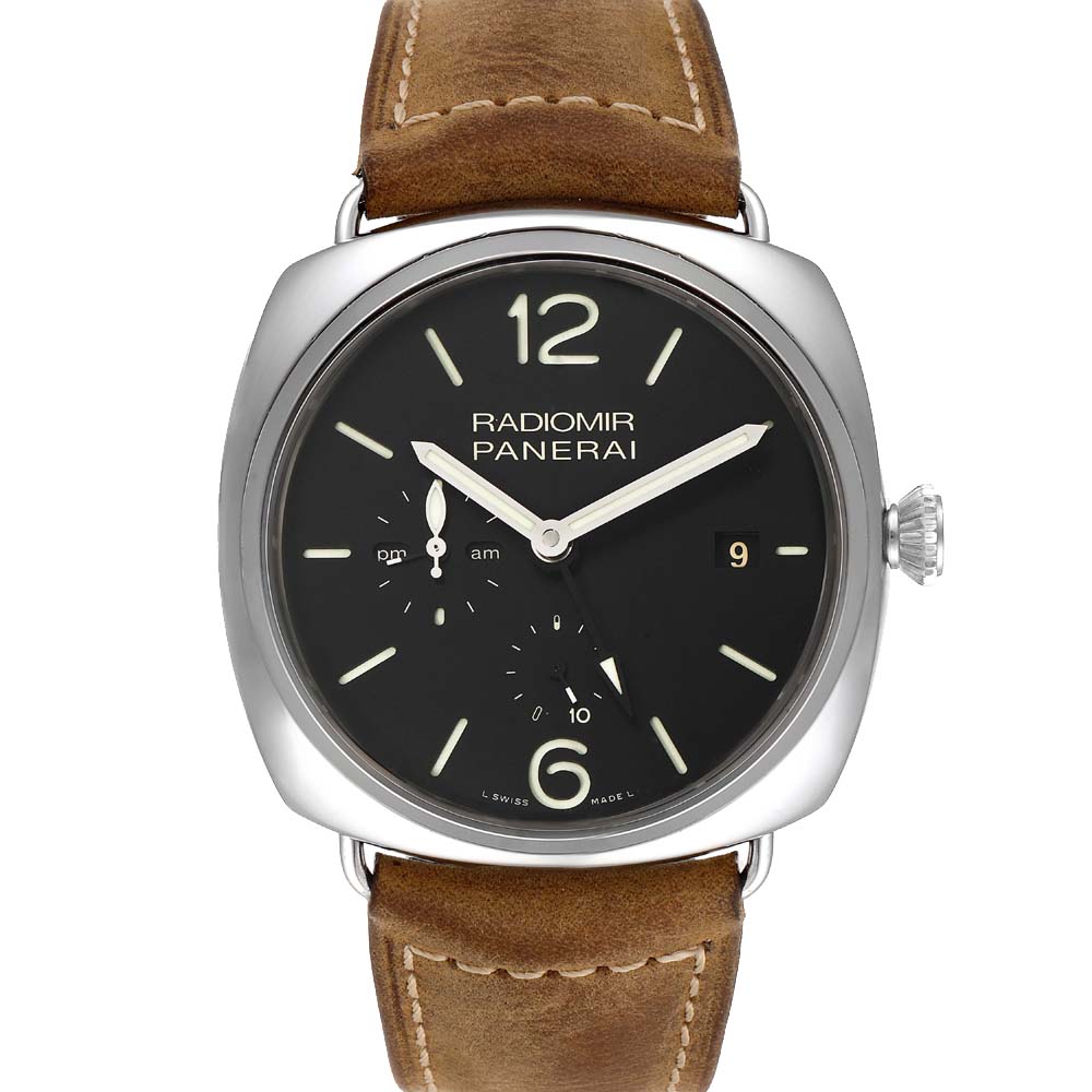 Panerai Black Stainless Steel Radiomir Acciaio 10 Days GMT PAM00323 Men's Wristwatch 47 MM