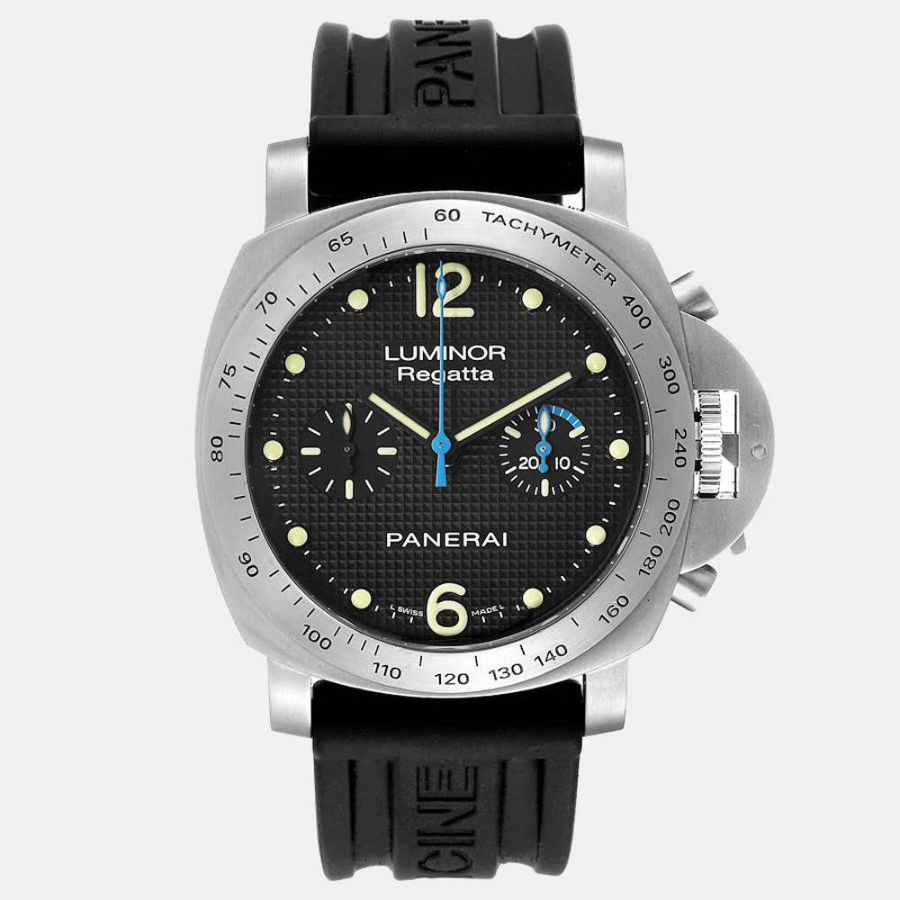 Panerai black stainless steel luminor pam00308 automatic men's wristwatch 44 mm