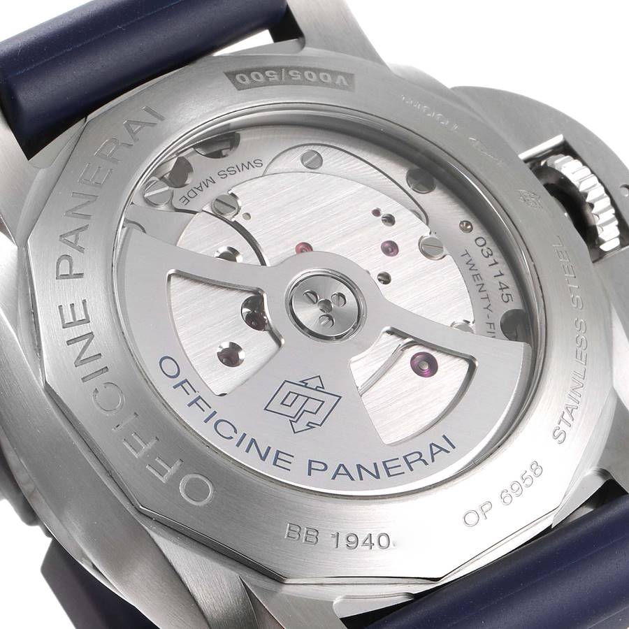 Panerai Blue Stainless Steel Luminor Marina PAM00986 Automatic Men's Wristwatch 44 Mm