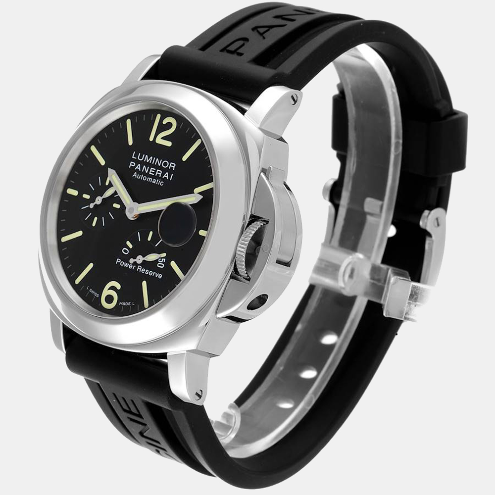 Panerai Black Stainless Steel Luminor Power Reserve PAM01090 Automatic Men's Wristwatch 44 Mm