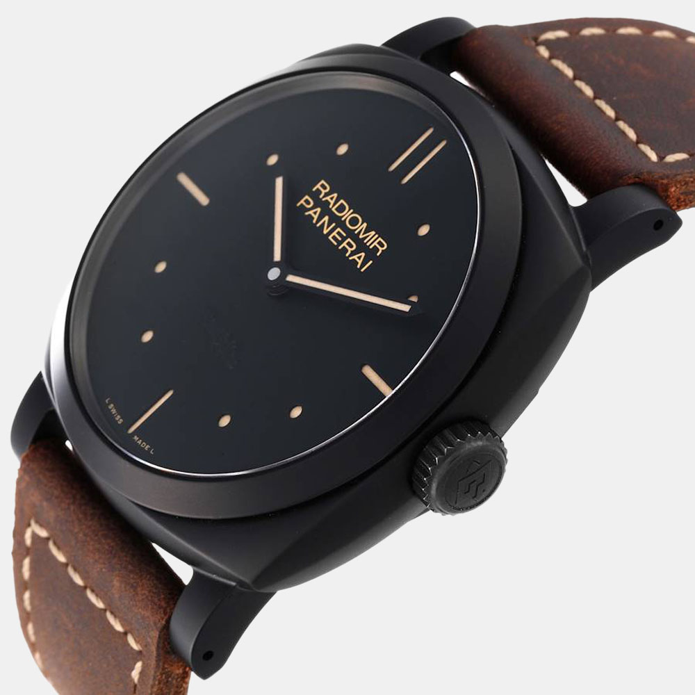 Panerai Black Ceramic Radiomir PAM00577 Manual Winding Men's Wristwatch 47 Mm