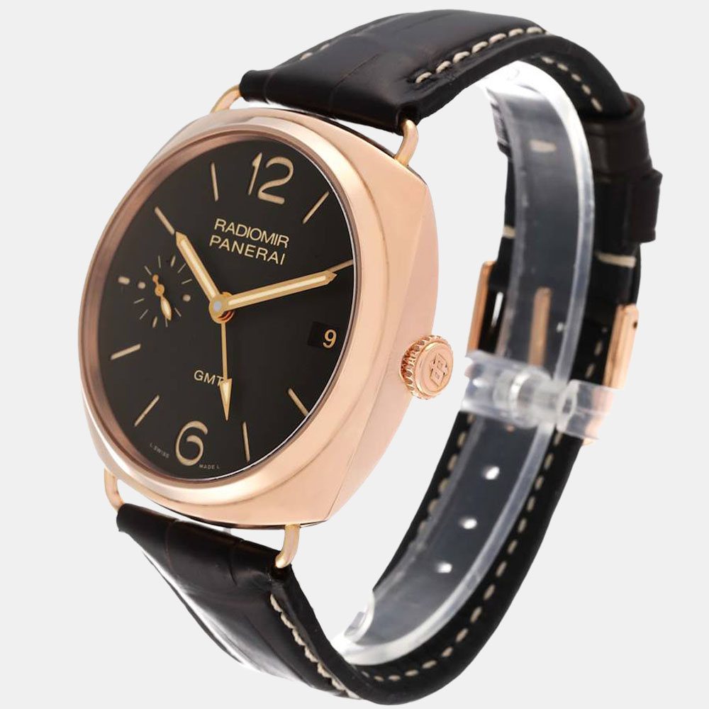 Panerai Brown 18k Rose Gold Radiomir PAM00421 Manual Winding Men's Wristwatch 47 Mm