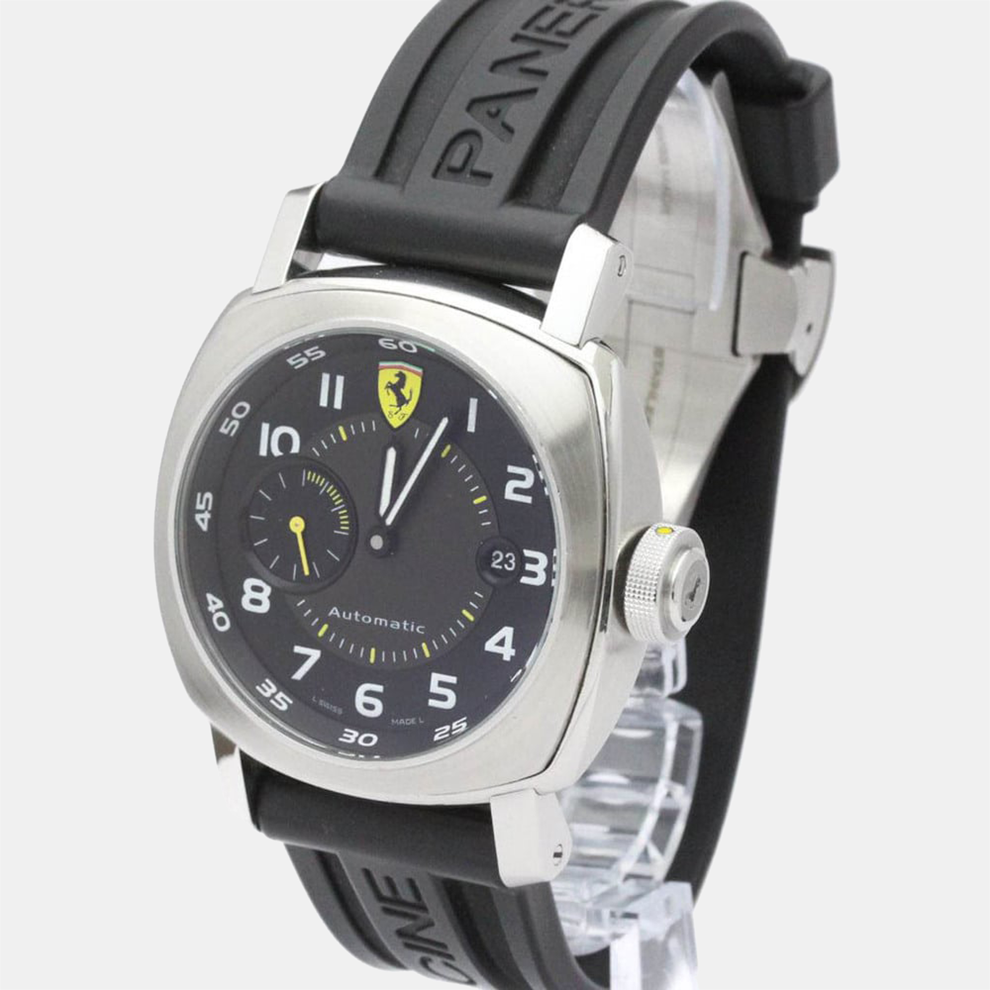 Panerai black stainless steel scuderia ferrari fer00002 automatic men's wristwatch 44 mm
