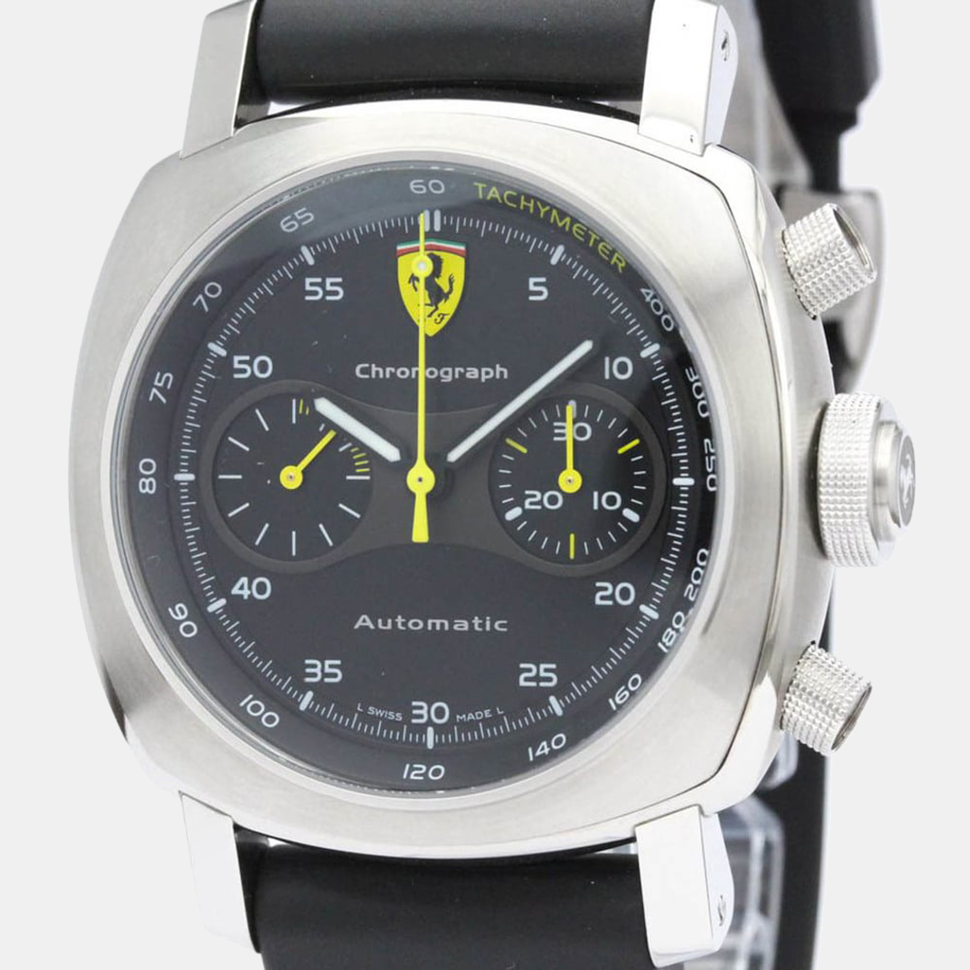 Panerai black stainless steel ferrari scuderia fer00008 chronograph automatic men's wristwatch 40 mm