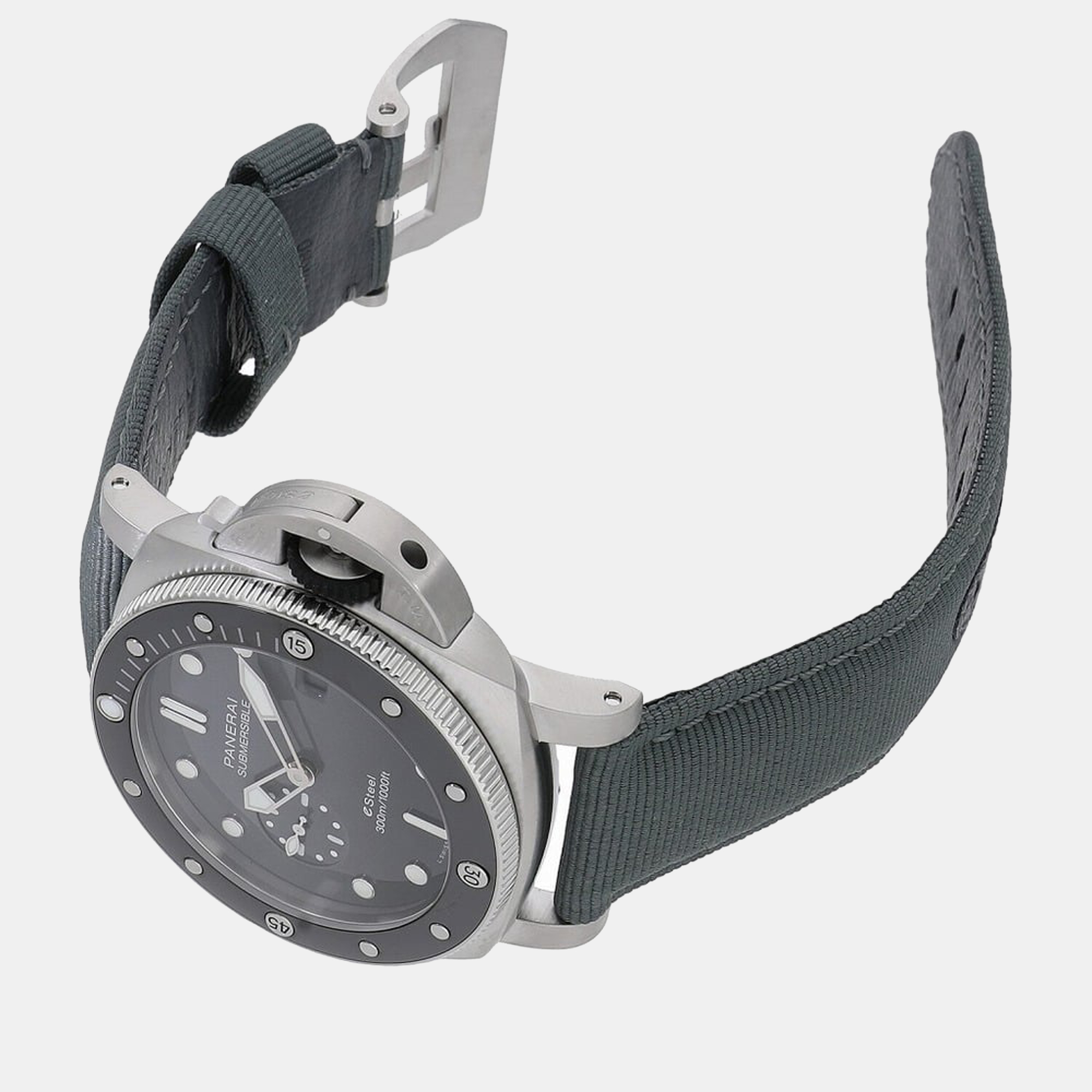 Panerai Black Stainless Steel Submersible Quaranta Quattro ESteel Grigio Roccia PAM01288 Automatic Men's Wristwatch 44 Mm