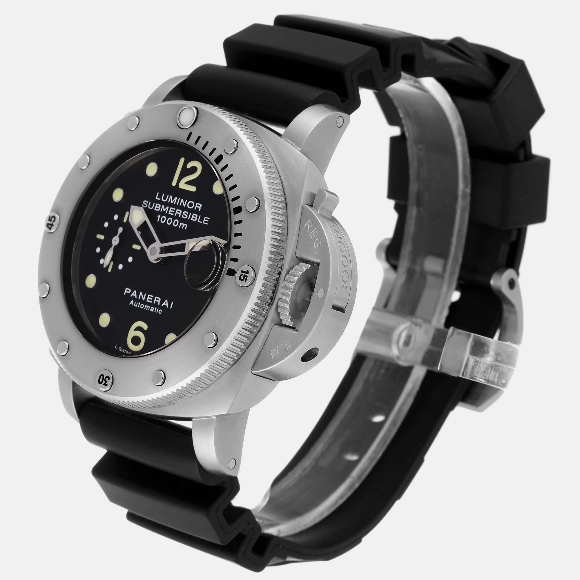 Panerai Black Stainless Steel Luminor PAM00243 Automatic Men's Wristwatch 44 Mm