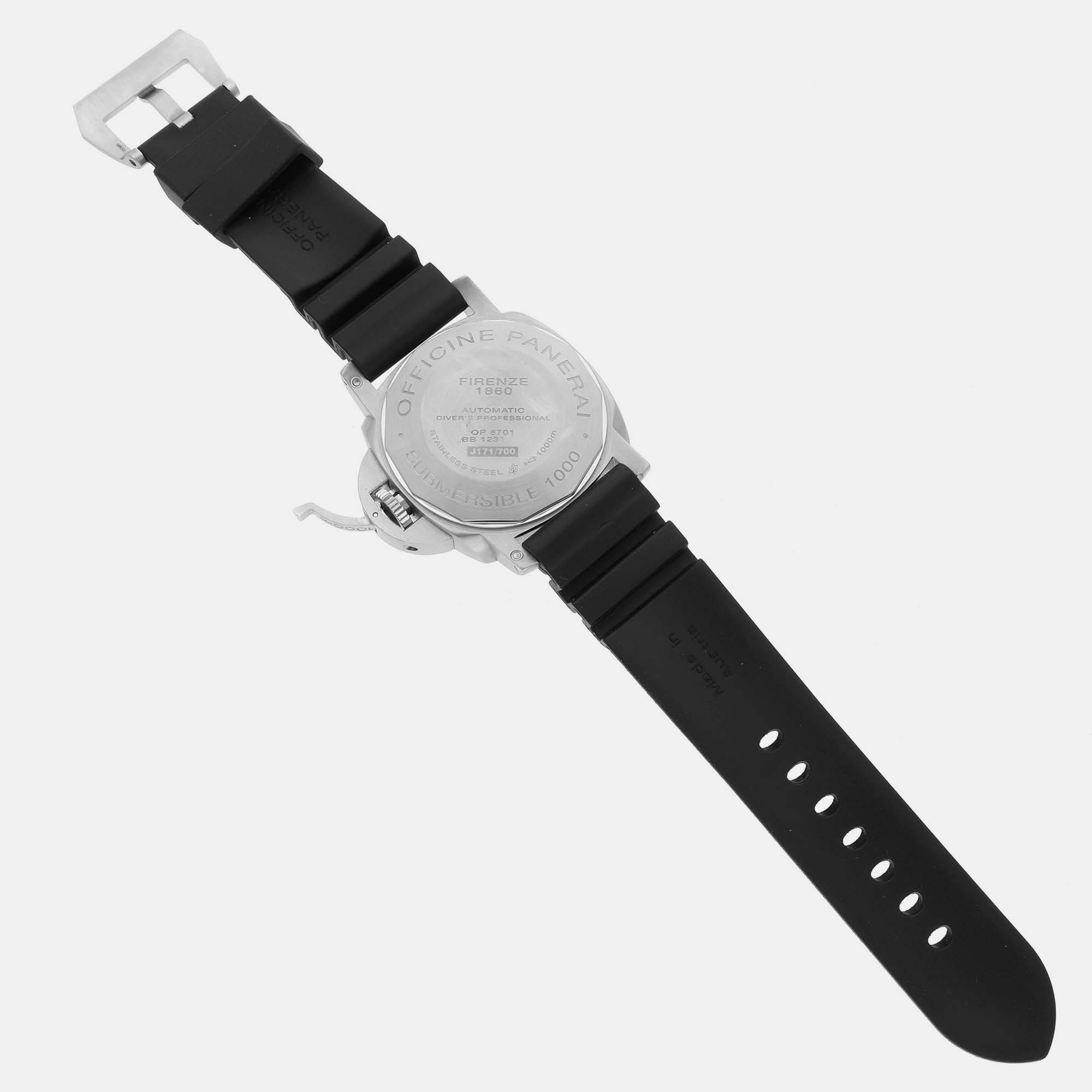 Panerai Black Stainless Steel Luminor PAM00243 Automatic Men's Wristwatch 44 Mm
