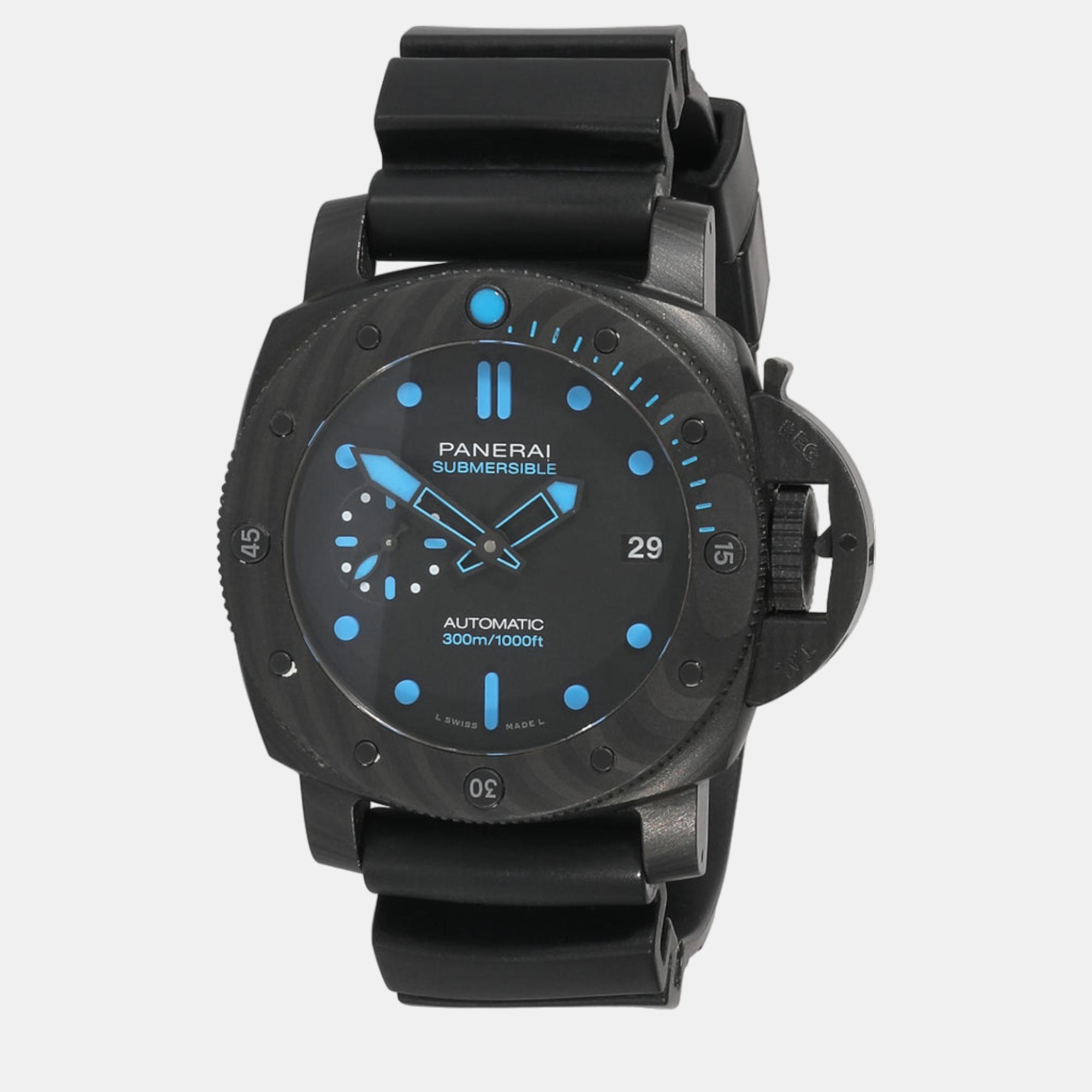 Panerai black carbon fiber luminor pam00960 automatic men's wristwatch 42 mm