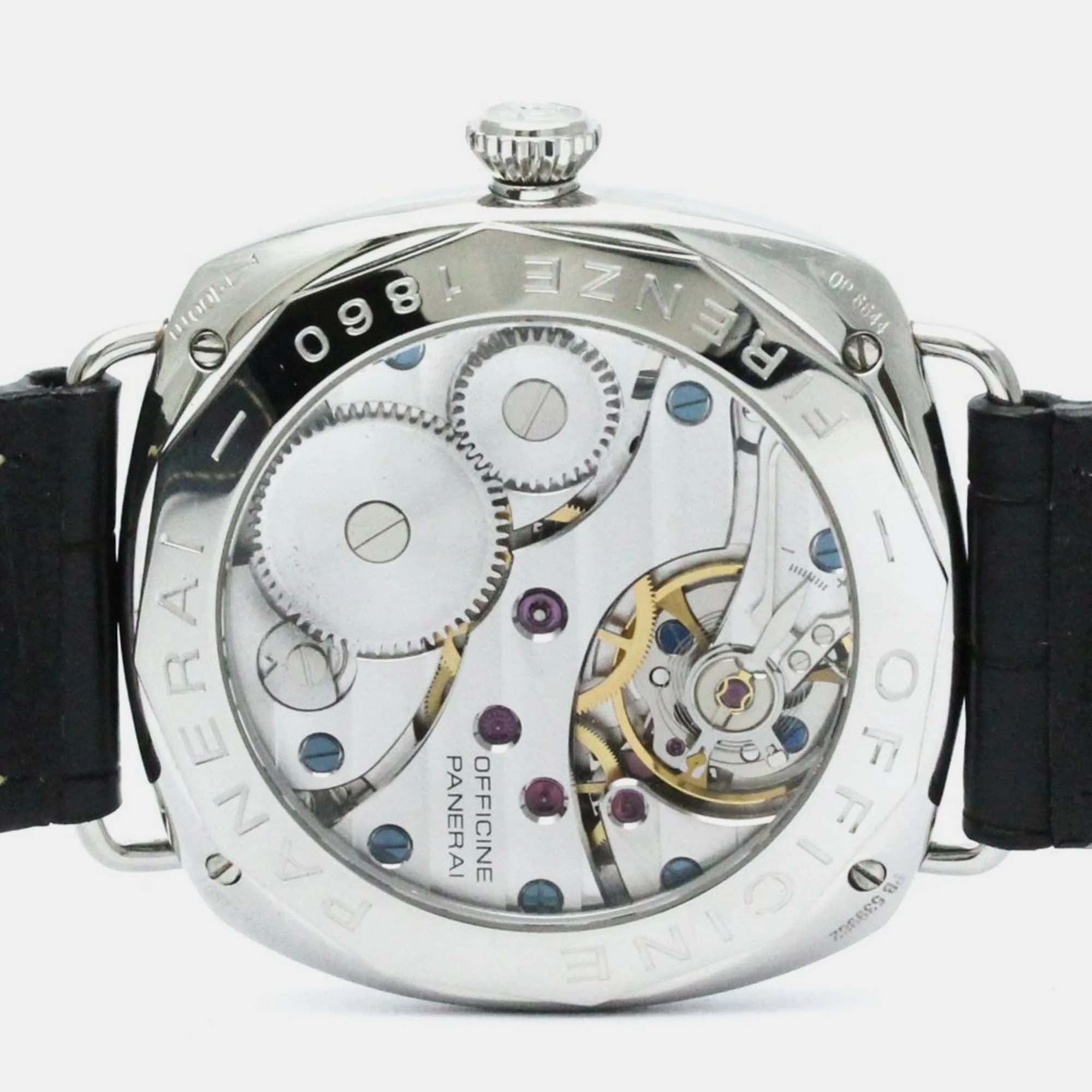 Panerai Black Stainless Steel Radiomir PAM00183 Manual Winding Men's Wristwatch 44 Mm