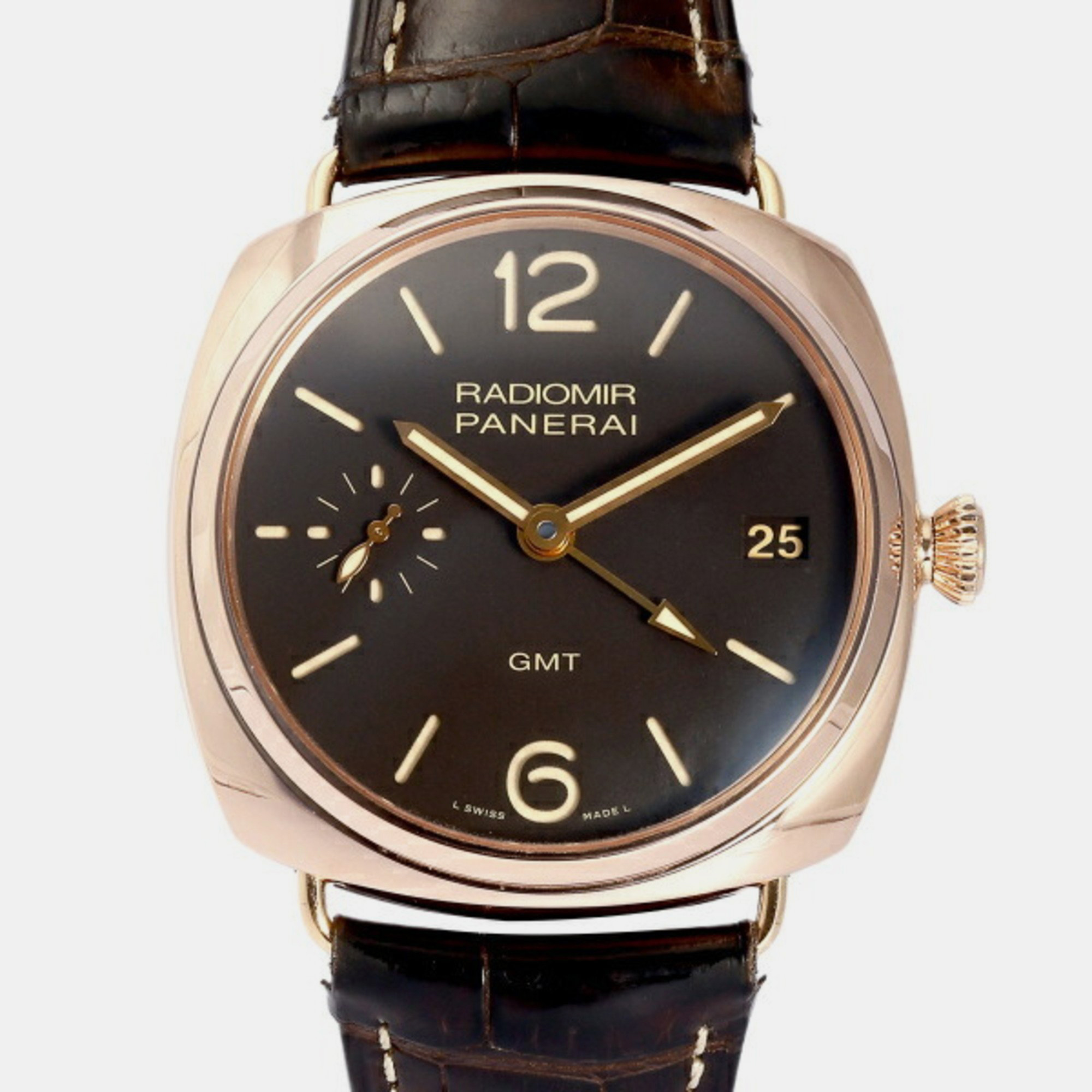 Panerai Black 18k Rose Gold Radiomir PAM00421 Manual Winding Men's Wristwatch 47 Mm