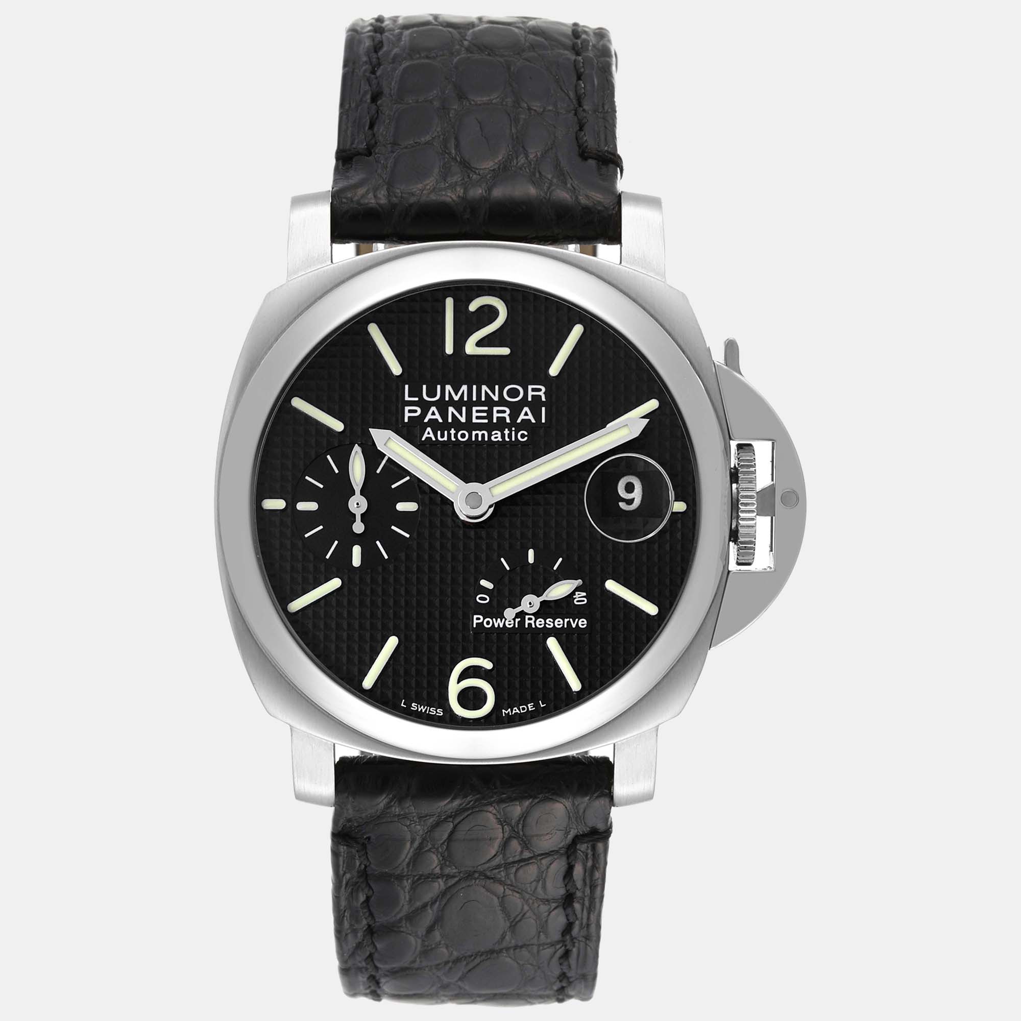 Panerai black stainless steel luminor pam00241 automatic men's wristwatch 40 mm