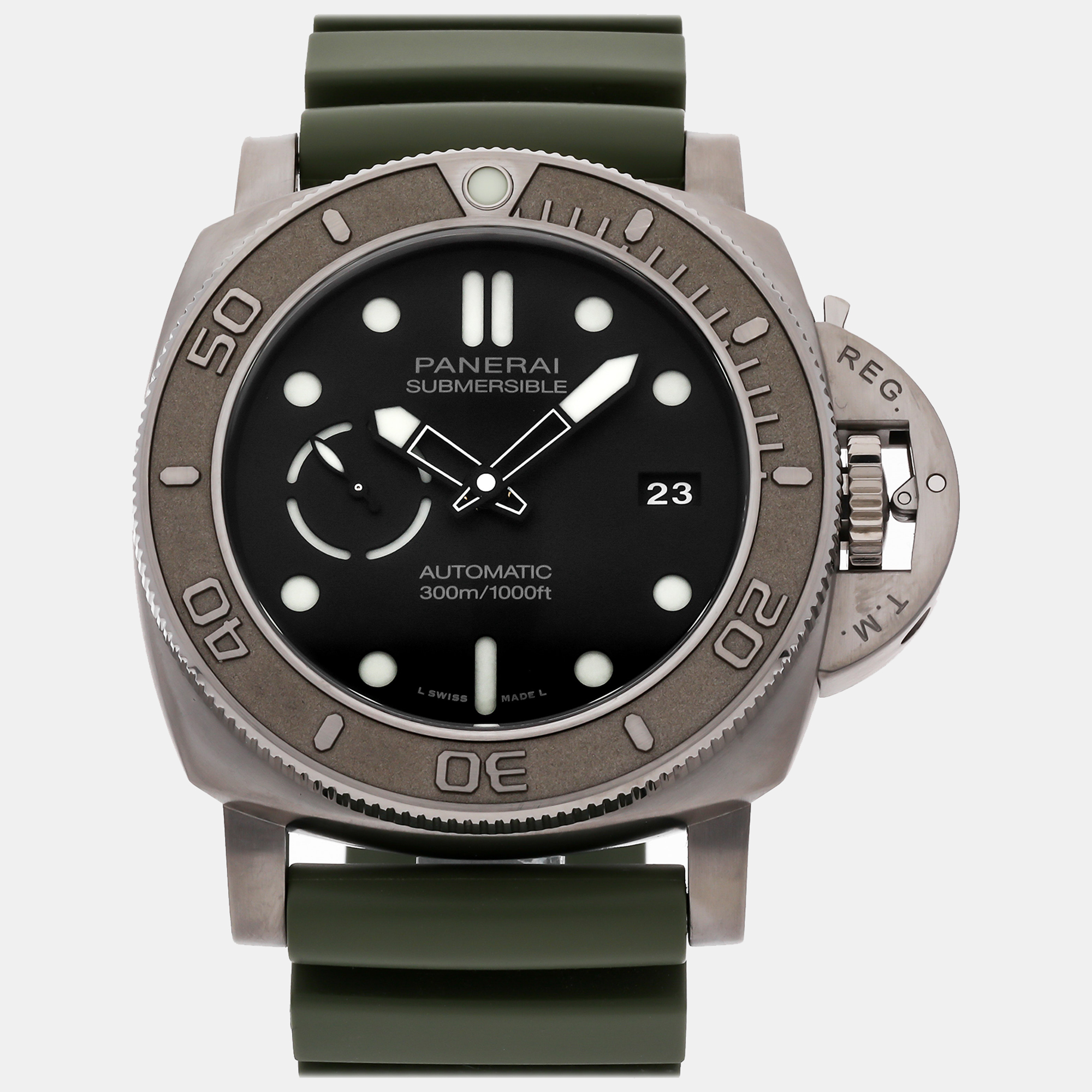 Panerai black titanium submersible pam00984 automatic men's wristwatch 47 mm