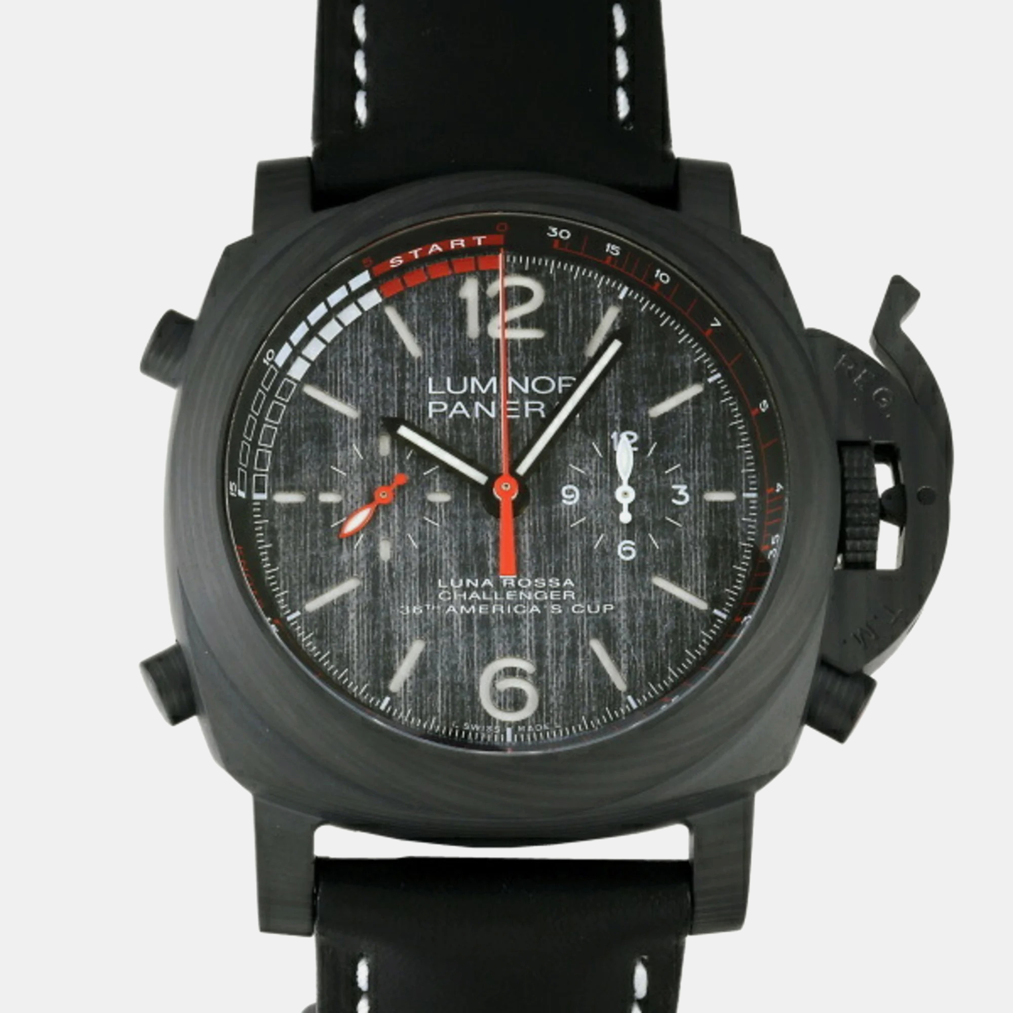 Panerai grey carbon luminor pam01038 automatic men's wristwatch 47 mm
