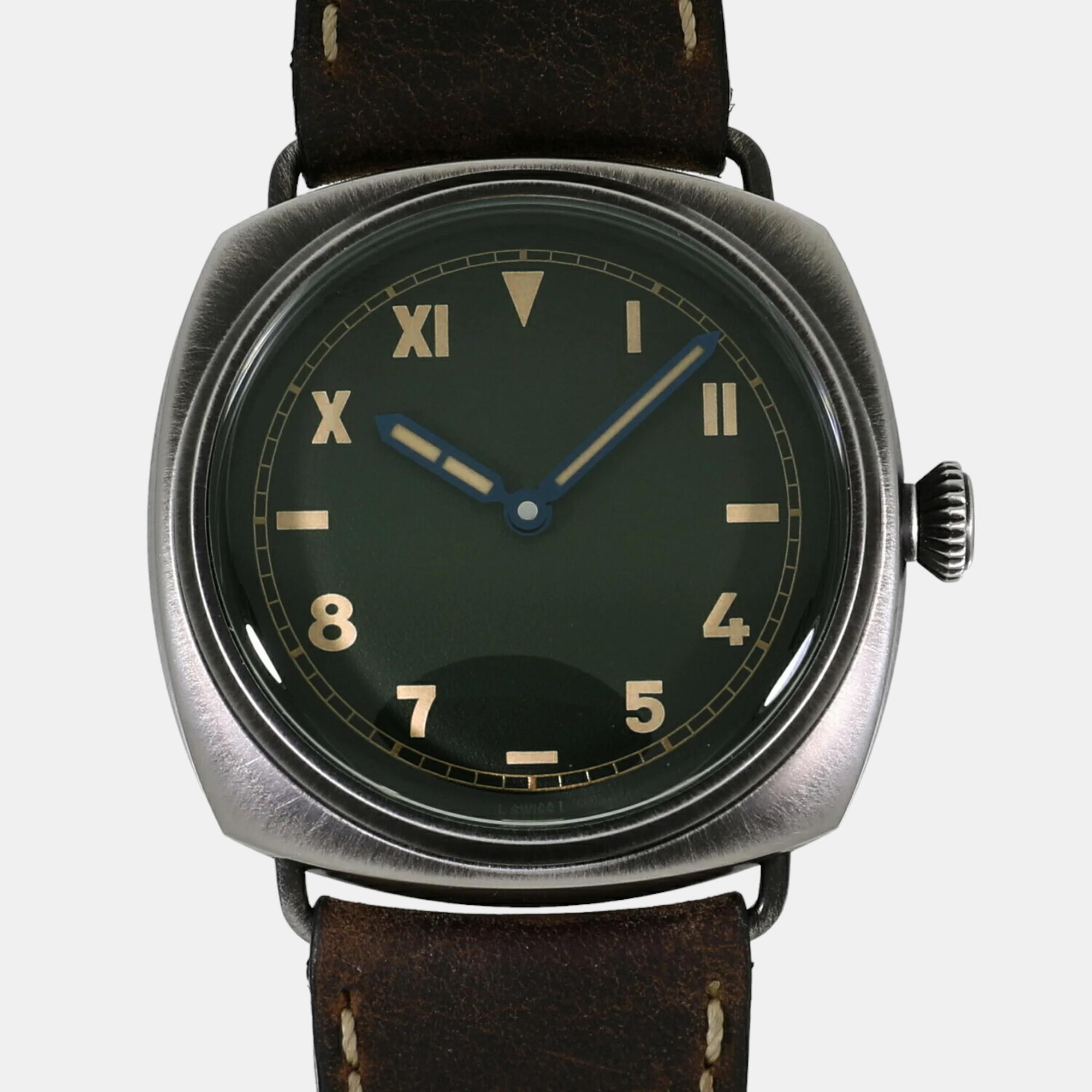 Panerai green stainless steel radiomir pam01349 manual winding men's wristwatch 45 mm