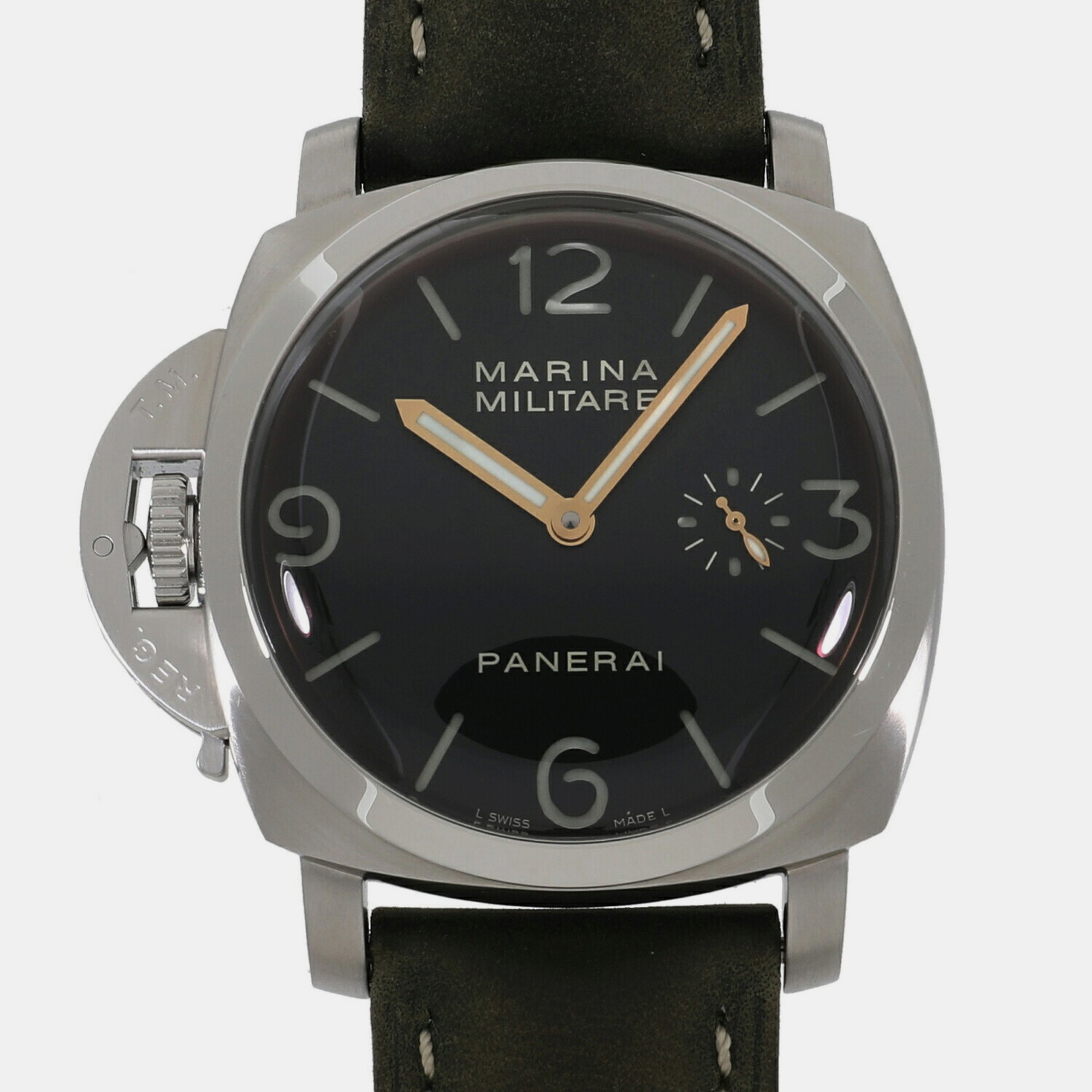 Panerai black stainless steel luminor marina pam00217 mechanical men's wristwatch 47mm