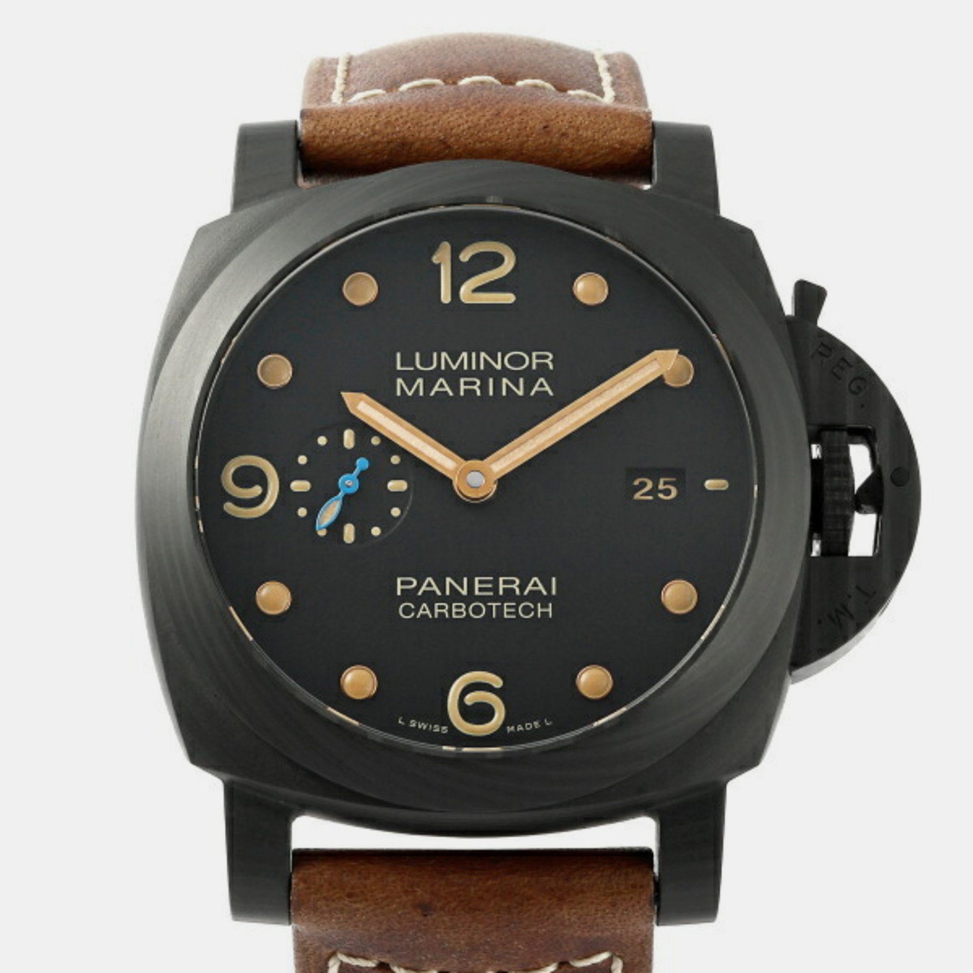 Panerai black carbon luminor marina pam00661 automatic men's wristwatch 44mm