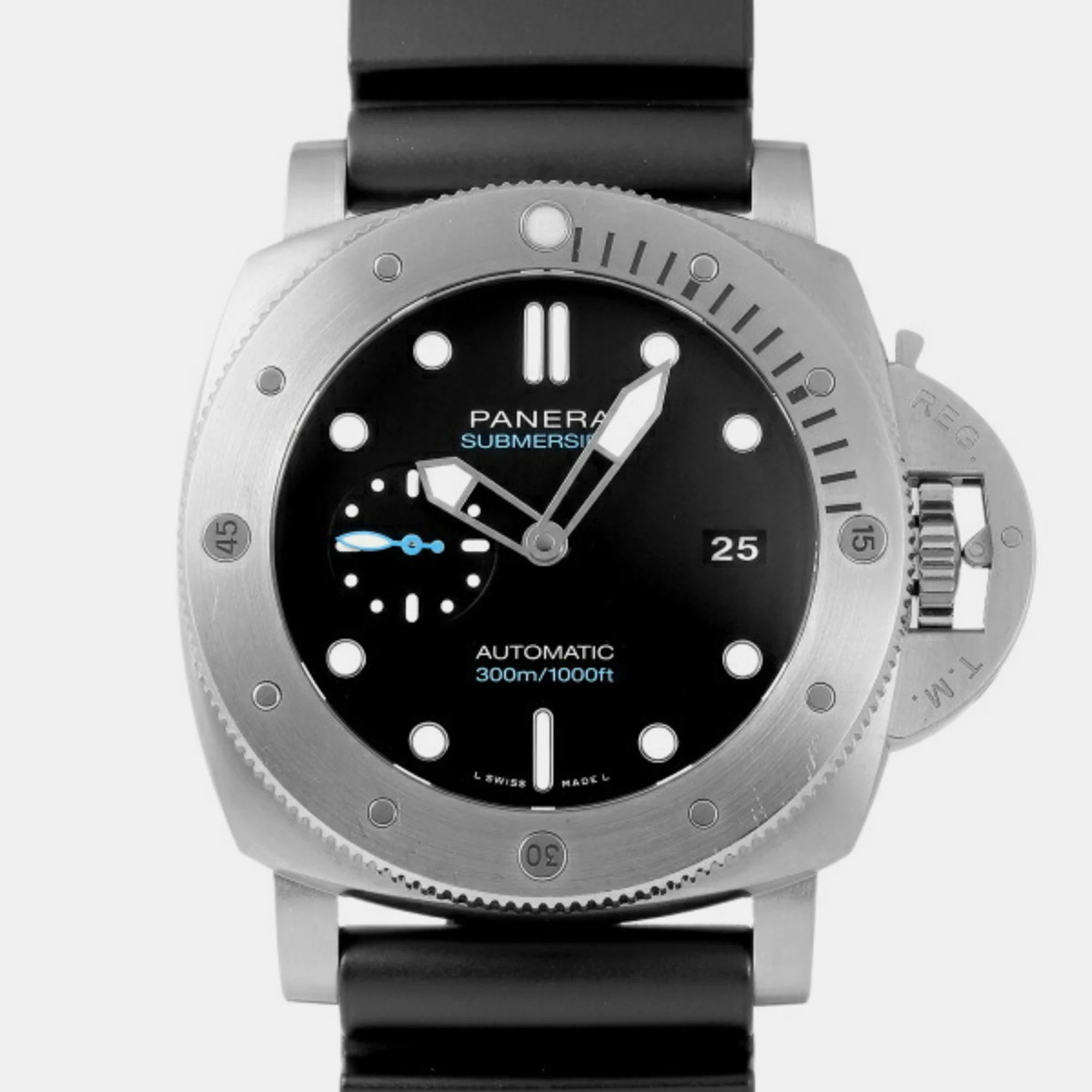 Panerai black titanium luminor submersible pam01305 automatic men's wristwatch 47mm