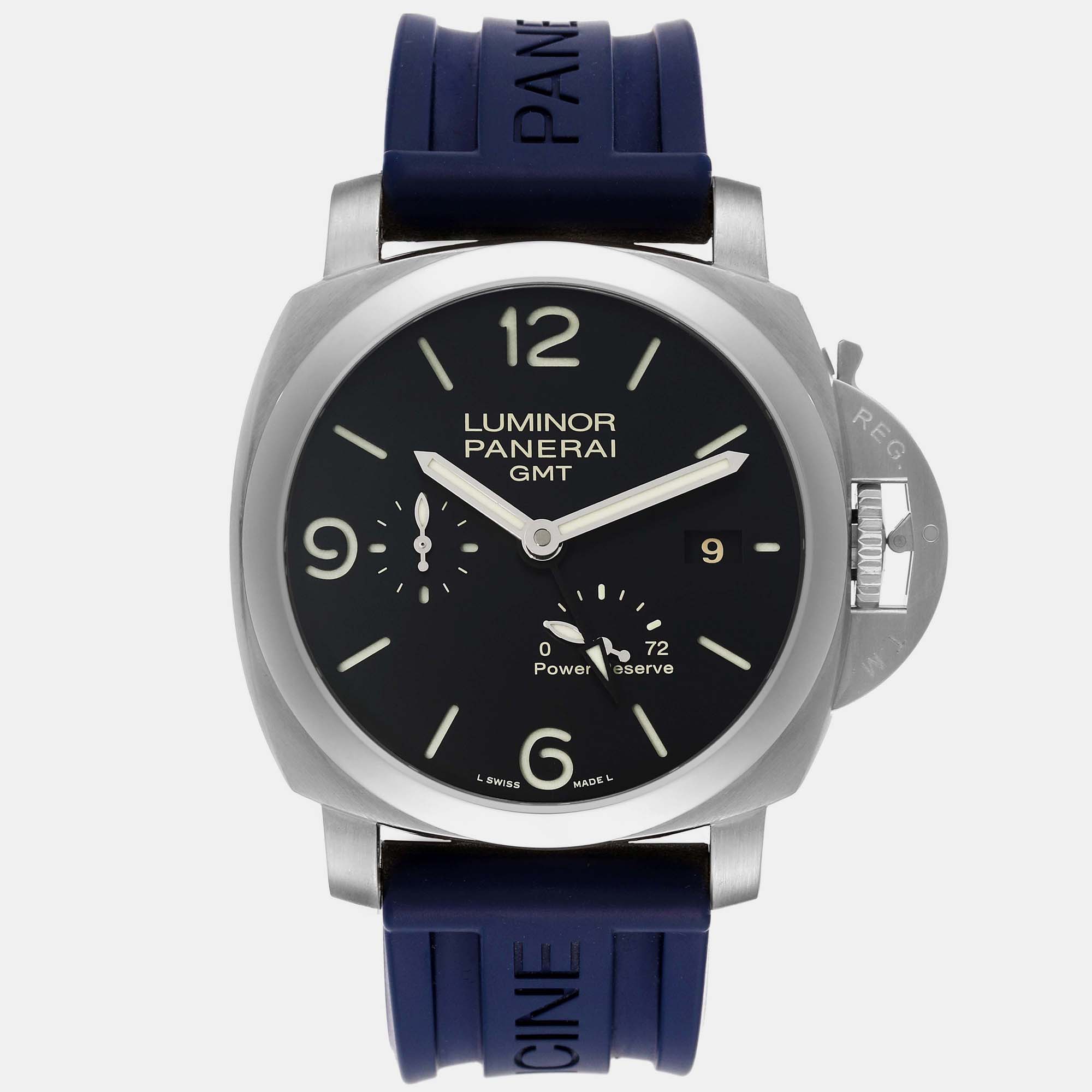 Panerai black stainless steel luminor pam00321 automatic men's wristwatch 44 mm