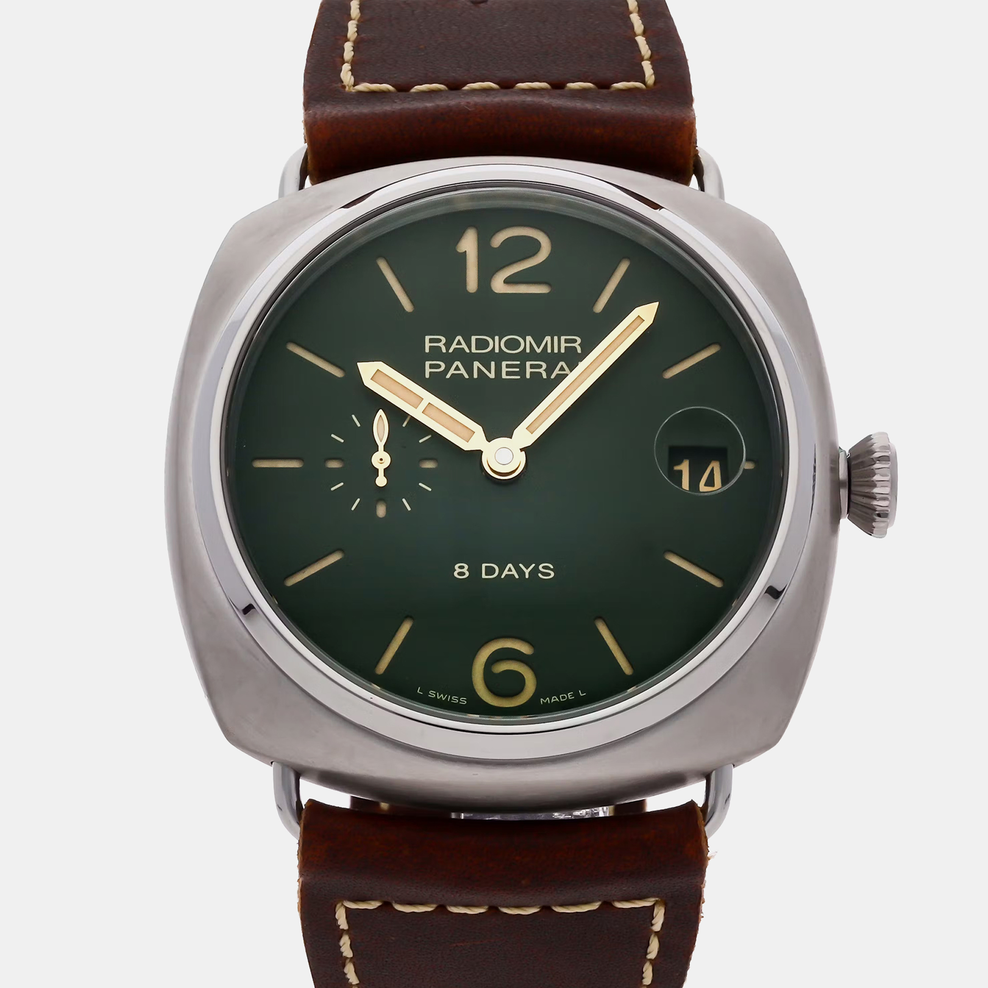 Panerai green titanium radiomir pam00735 manual winding men's wristwatch 45 mm