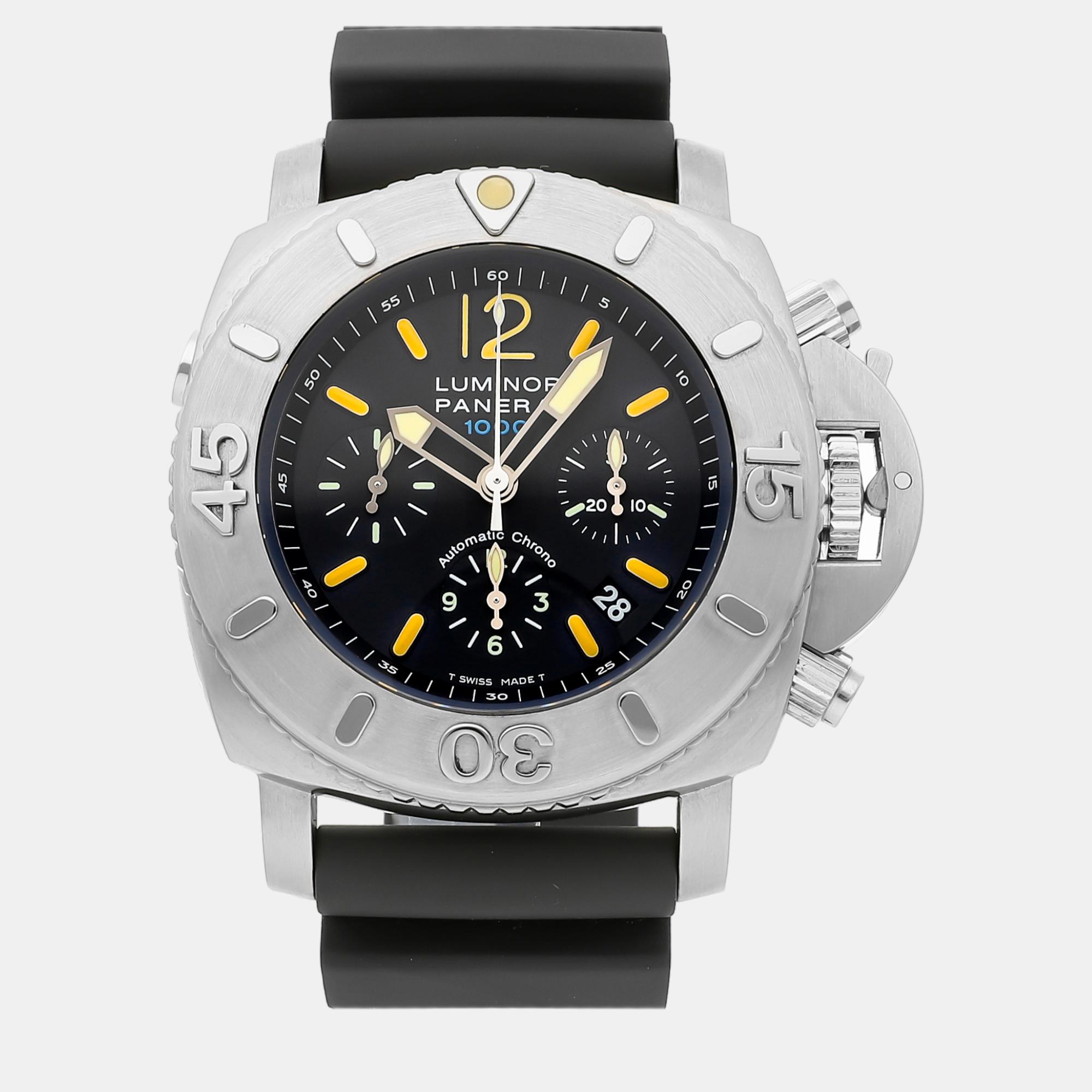 Panerai black stainless steel luminor submersible pam00187 automatic men's wristwatch 47 mm
