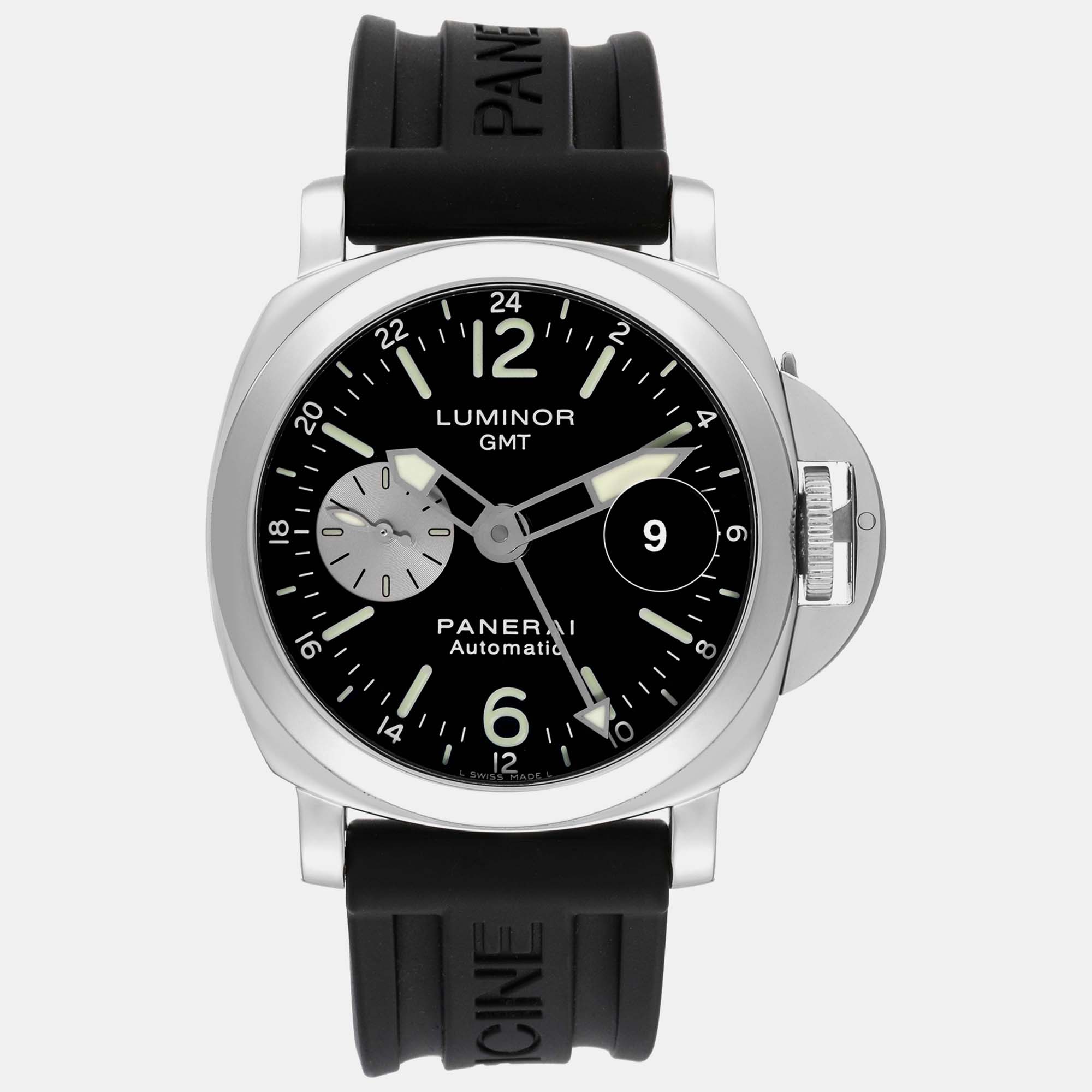 Panerai black stainless steel luminor pam00088 automatic men's wristwatch 44 mm