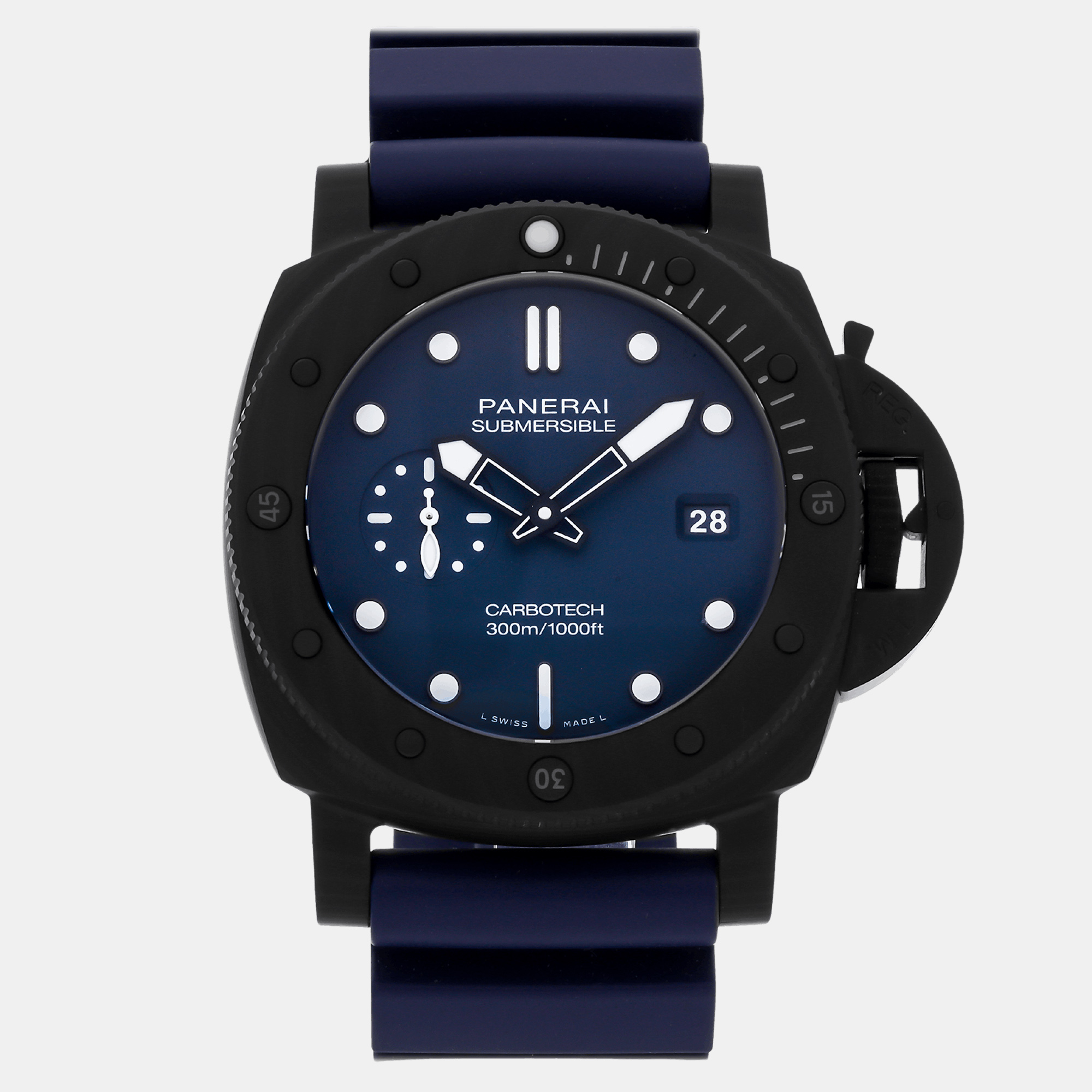 Panerai blue carbon fiber submersible pam01232 automatic men's wristwatch 44 mm