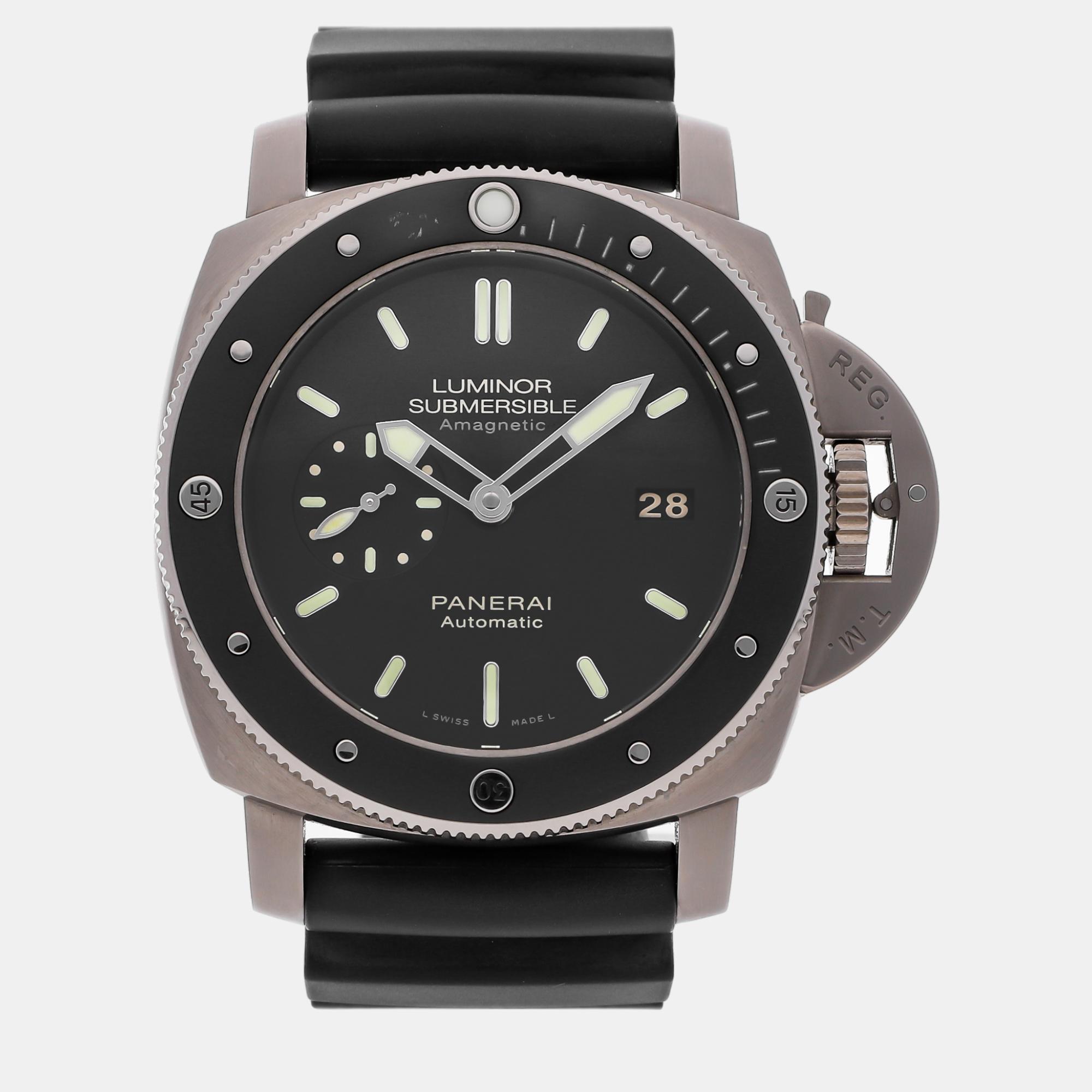 Panerai black titanium luminor pam00389 automatic men's wristwatch 47 mm