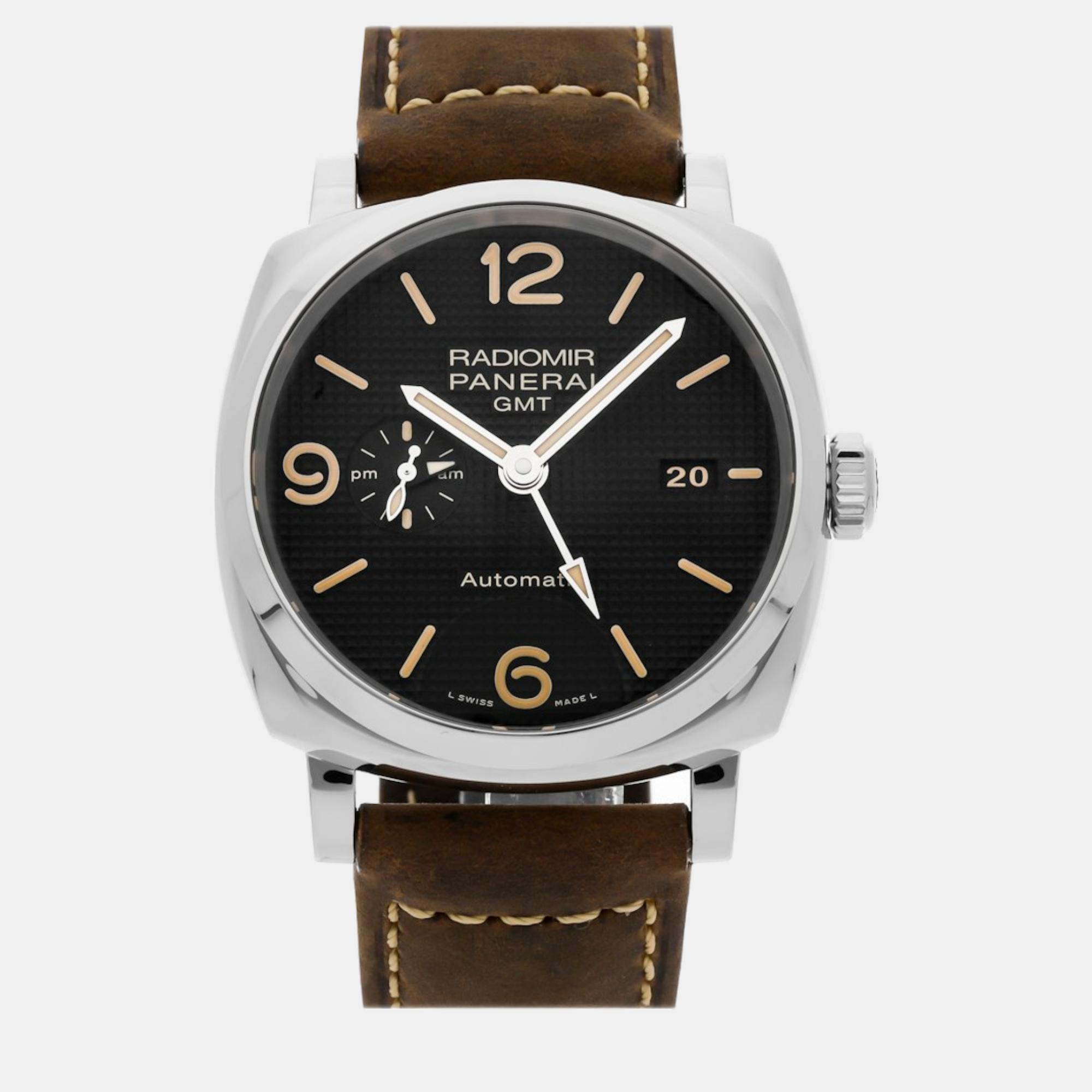 Panerai black stainless steel radiomir automatic men's wristwatch 45 mm
