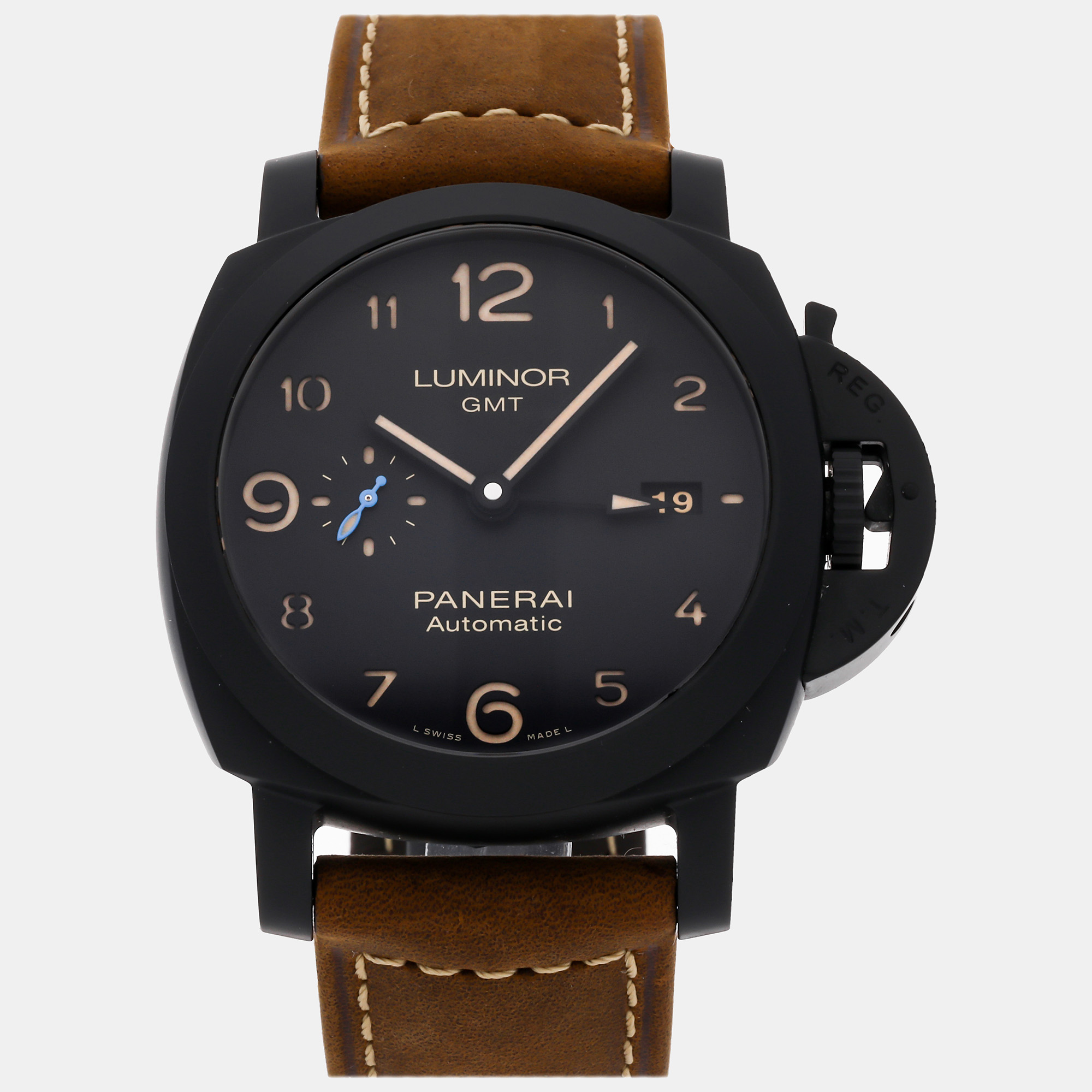 Panerai black ceramic  luminor pam01441 automatic men's wristwatch 44 mm