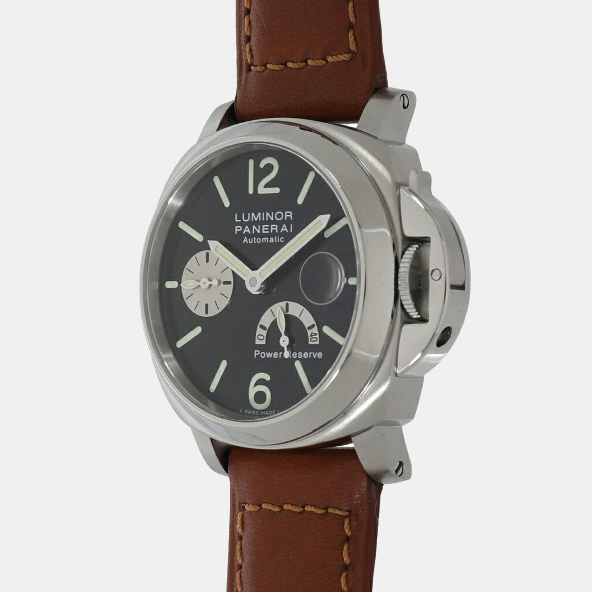 Panerai black stainless steel luminor pam00125 automatic men's wristwatch 40 mm