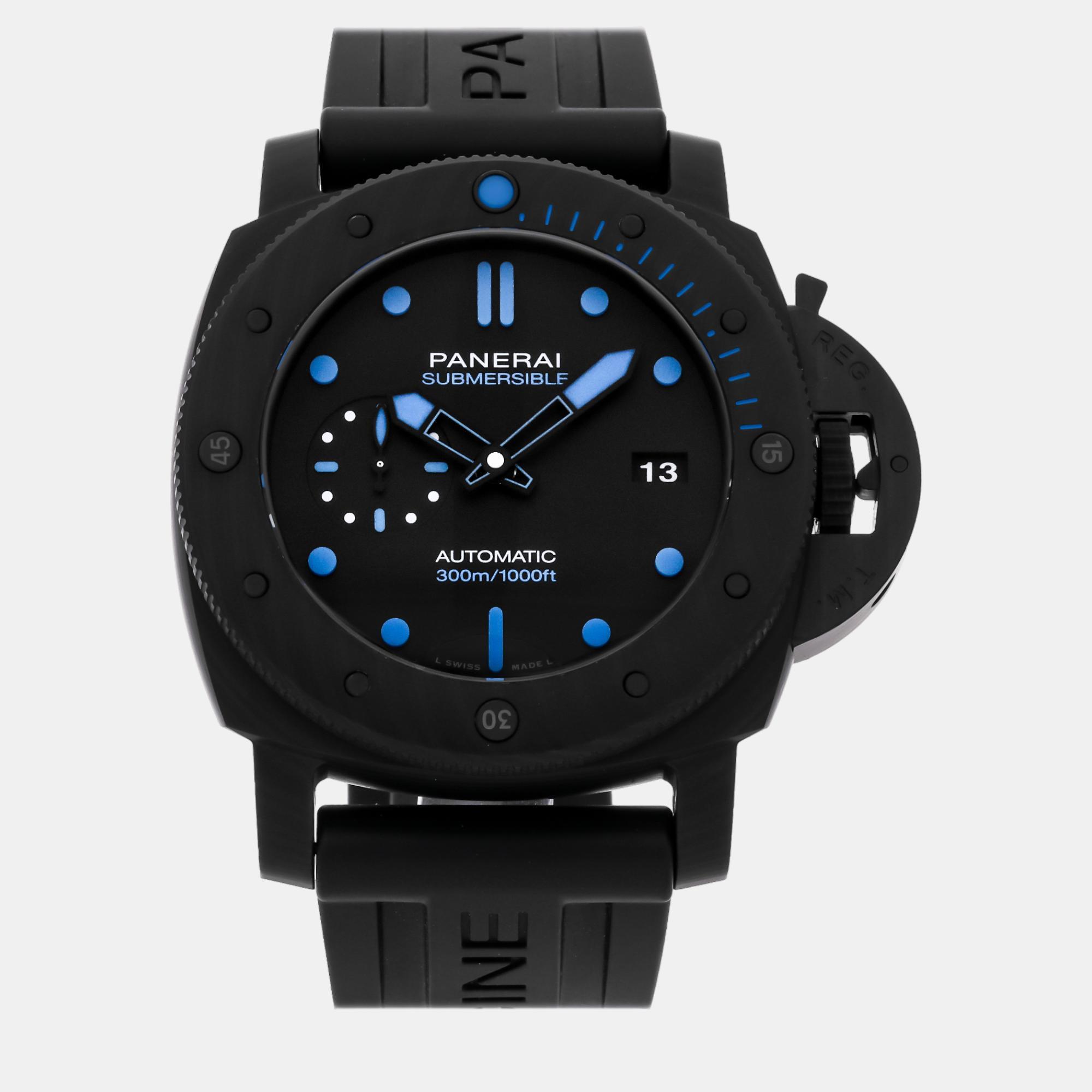 Panerai black forged carbon luminor submersible pam01616 automatic men's wristwatch 47 mm