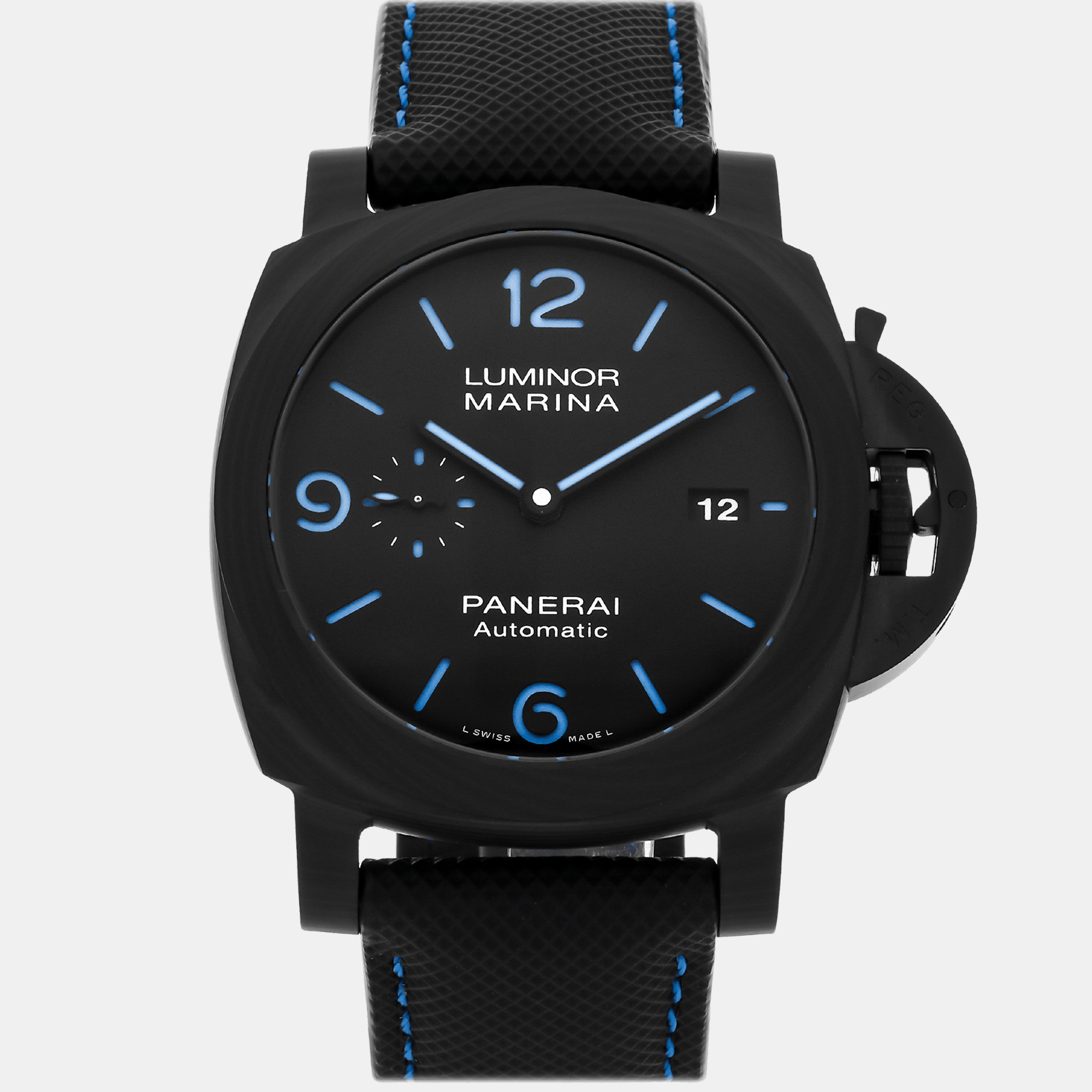 Panerai black carbotech luminor marina pam01661 automatic men's wristwatch 44 mm
