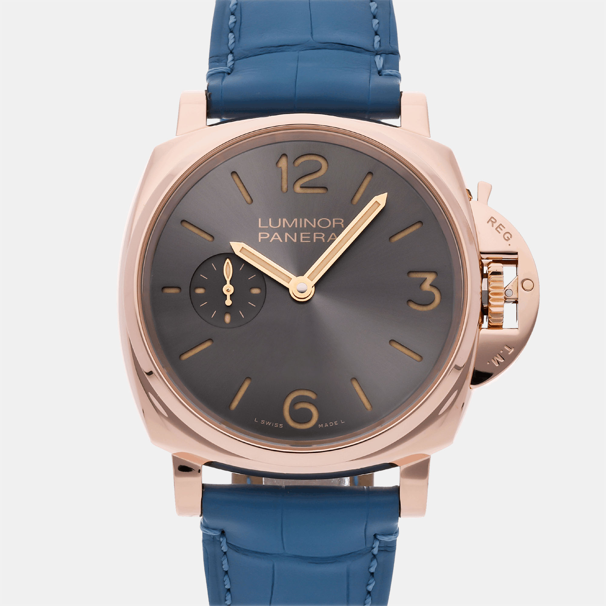 Panerai grey 18k rose gold  luminor pam00677 manual winding men's wristwatch 42 mm