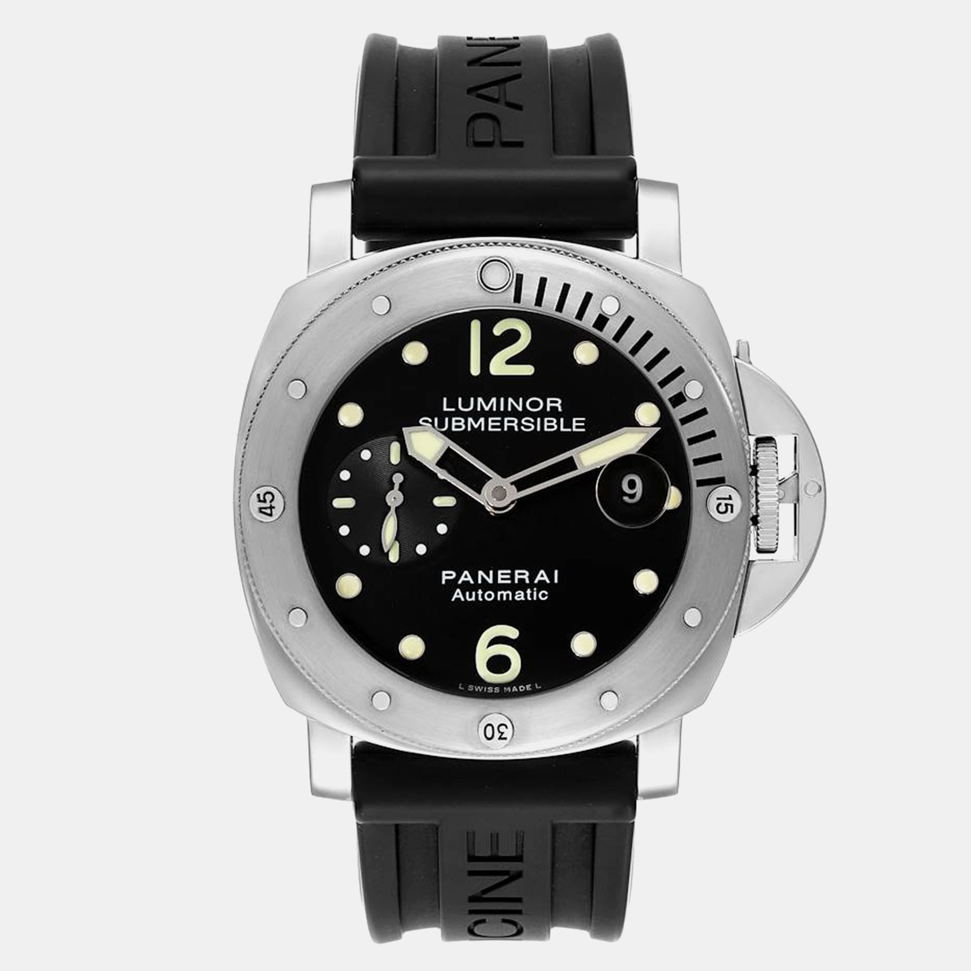 Panerai black titanium luminor submersible automatic men's wristwatch 44 mm