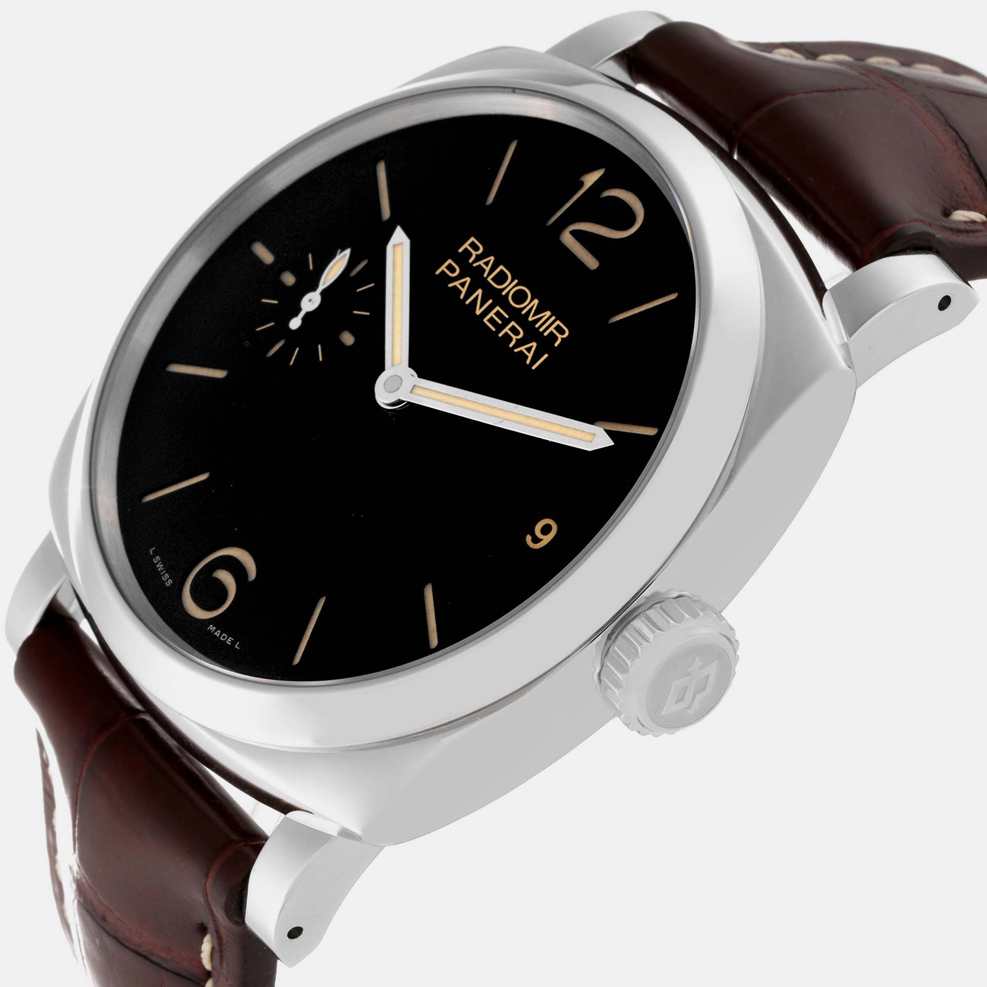 Panerai Black Stainless Steel Radiomir PAM00514 Manual Winding Men's Wristwatch 47 Mm