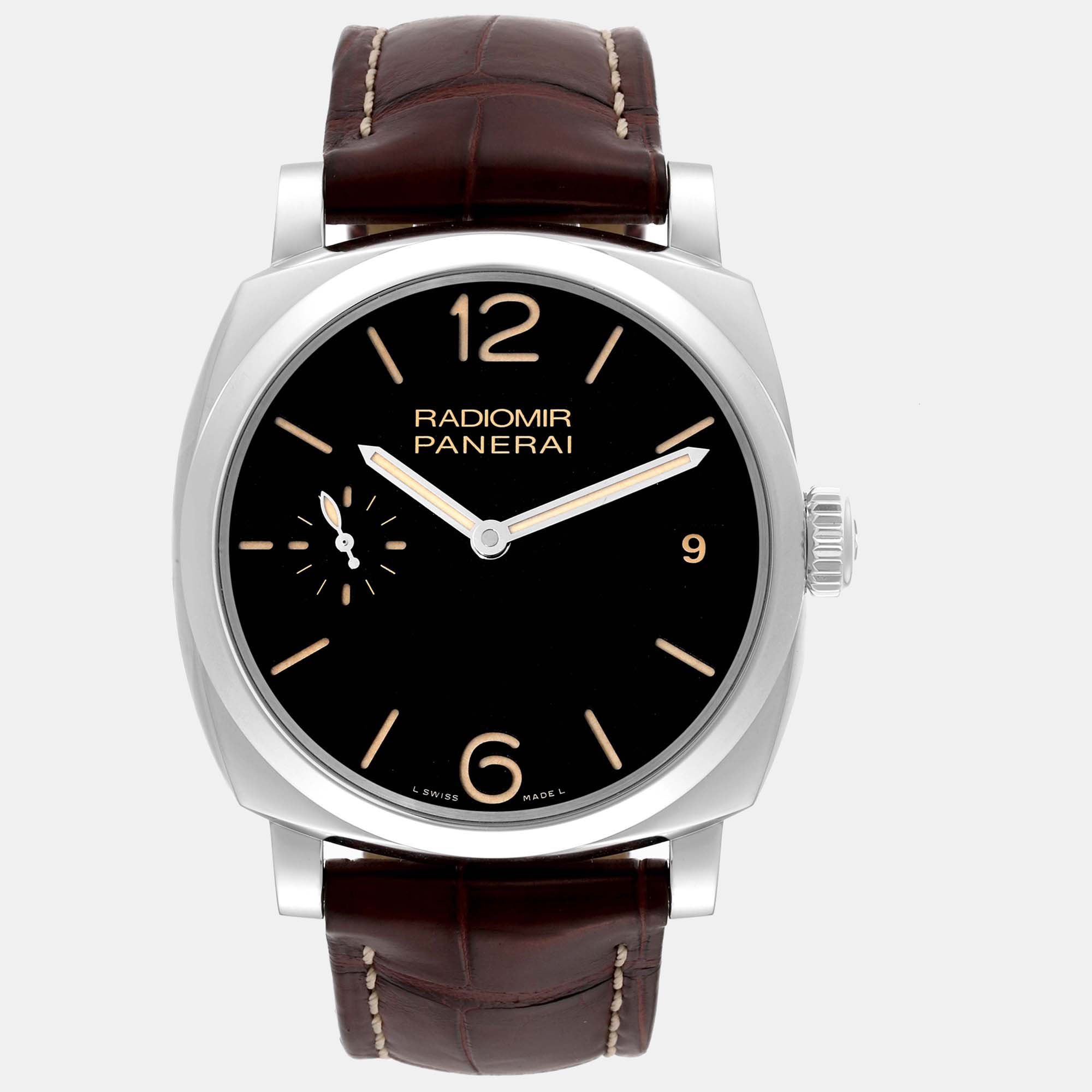 Panerai black stainless steel radiomir pam00514 manual winding men's wristwatch 47 mm