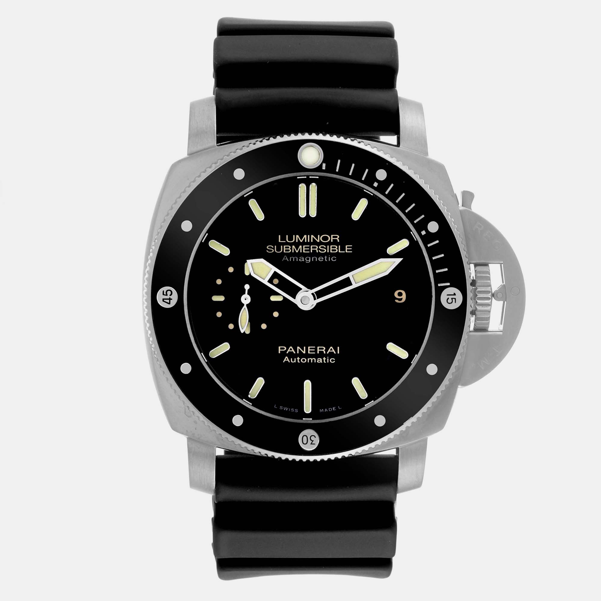 Panerai black titanium luminor submersible pam00389 automatic men's wristwatch 47 mm