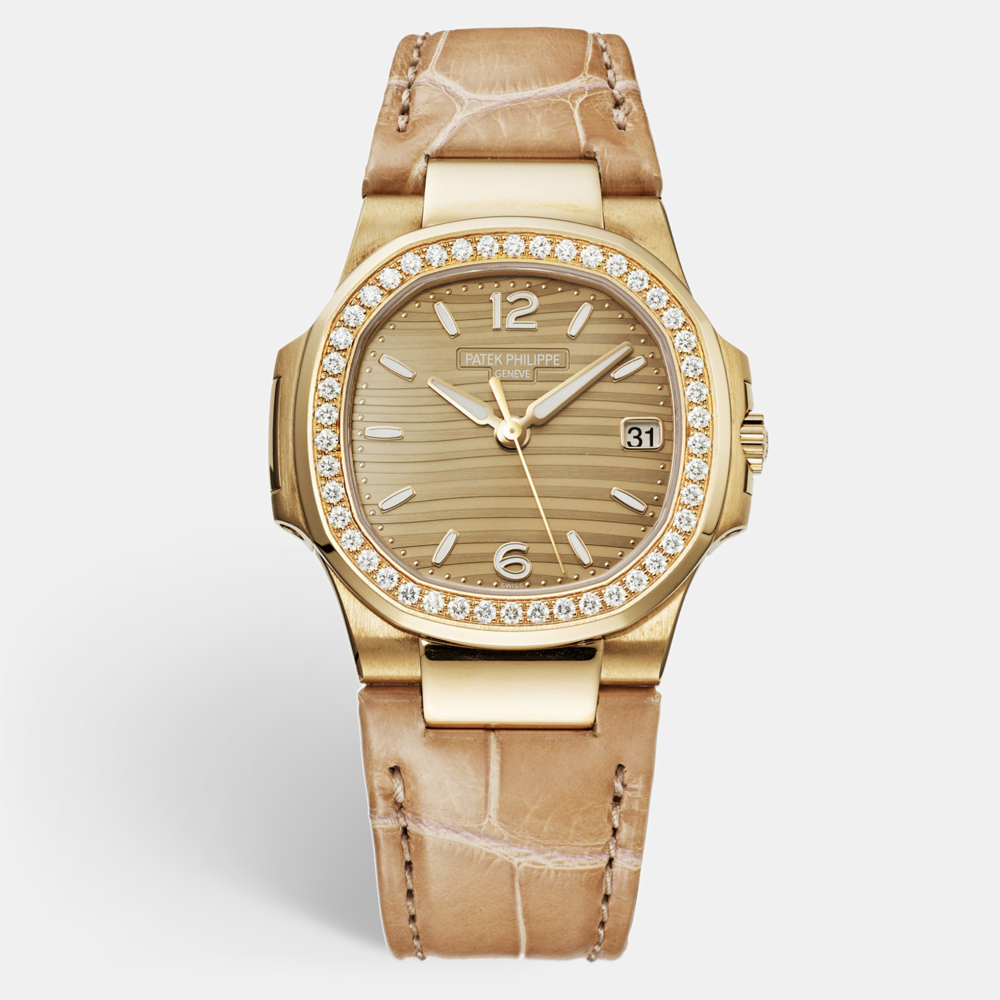 Patek Philippe Diamonds Nautilus Men's Wristwatch 32 Mm