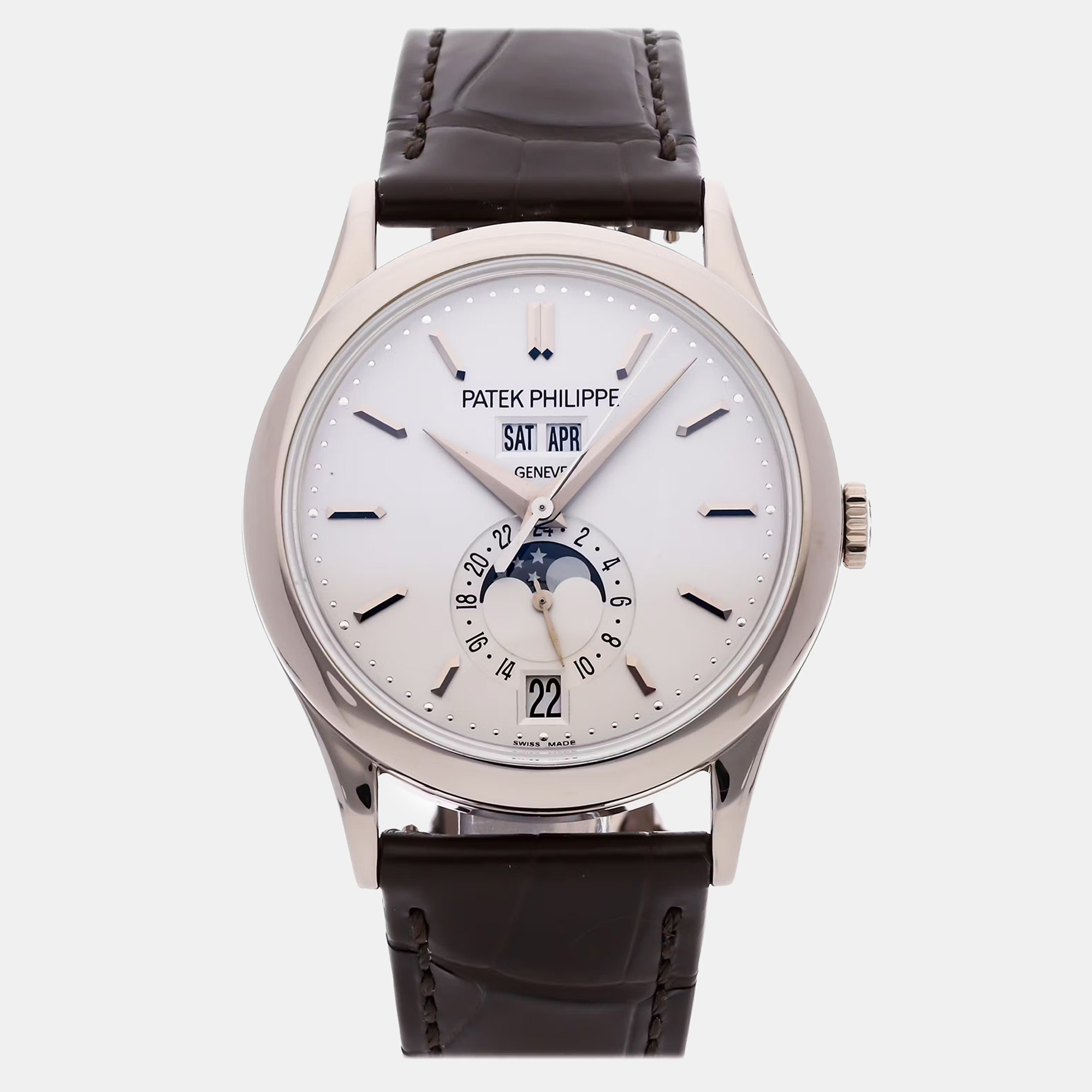 Pre-Owned Patek Philippe Complications Annual Calendar Moon Phases 5396G-011, Silver
Pre-Owned Patek Philippe Complications Annual Calendar Moon Phases 5396G-011, Silver