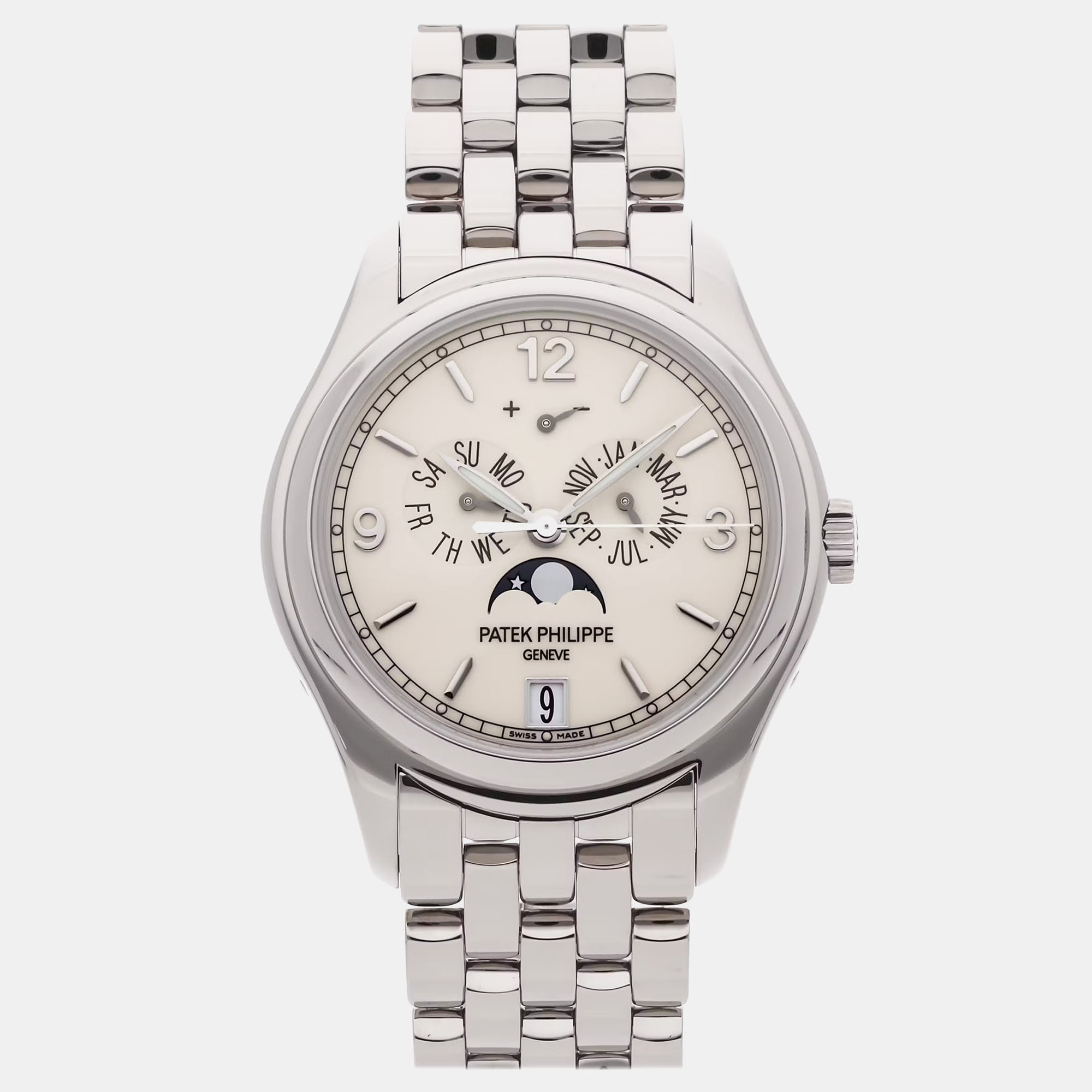 Pre-Owned Patek Philippe Complications Annual Calendar Moon Phases Men's Watch 39 mm, White
Pre-Owned Patek Philippe Complications Annual Calendar Moon Phases Men's Watch 39 mm, White